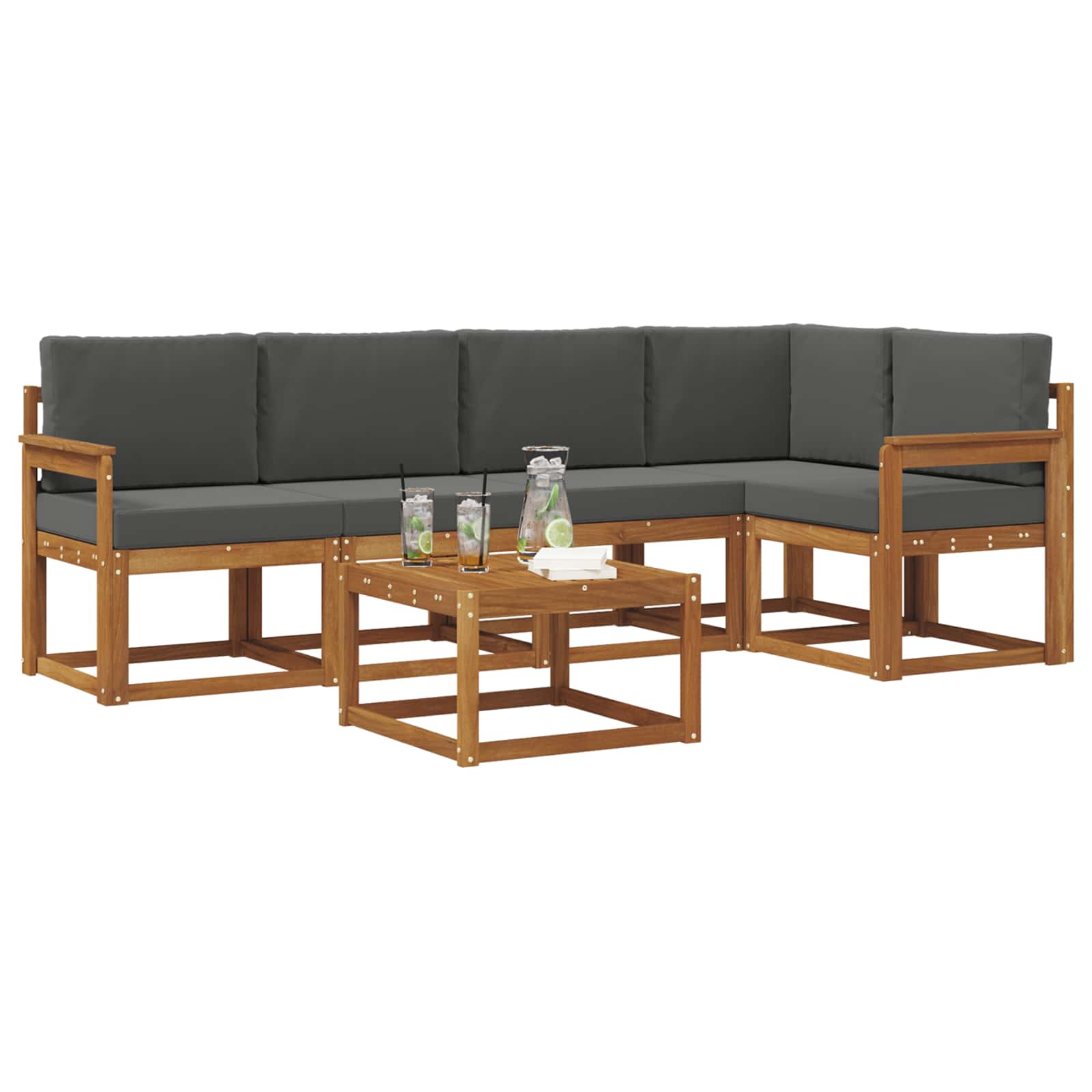 Set vanjskih sofa s jastukom 6 pcs Prirodna i antracit