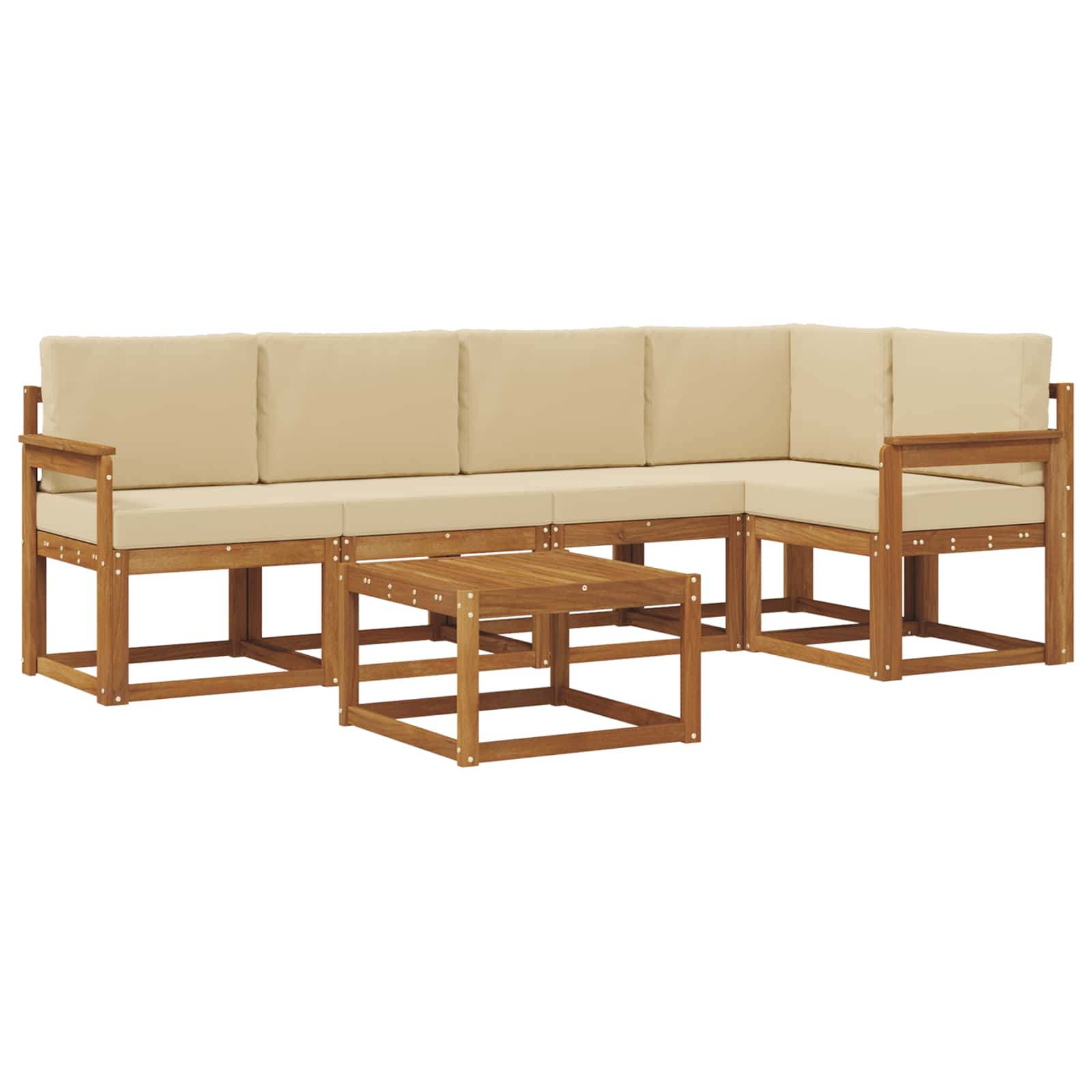 Set vanjskih sofa s jastukom 6 pcs Prirodna i bež