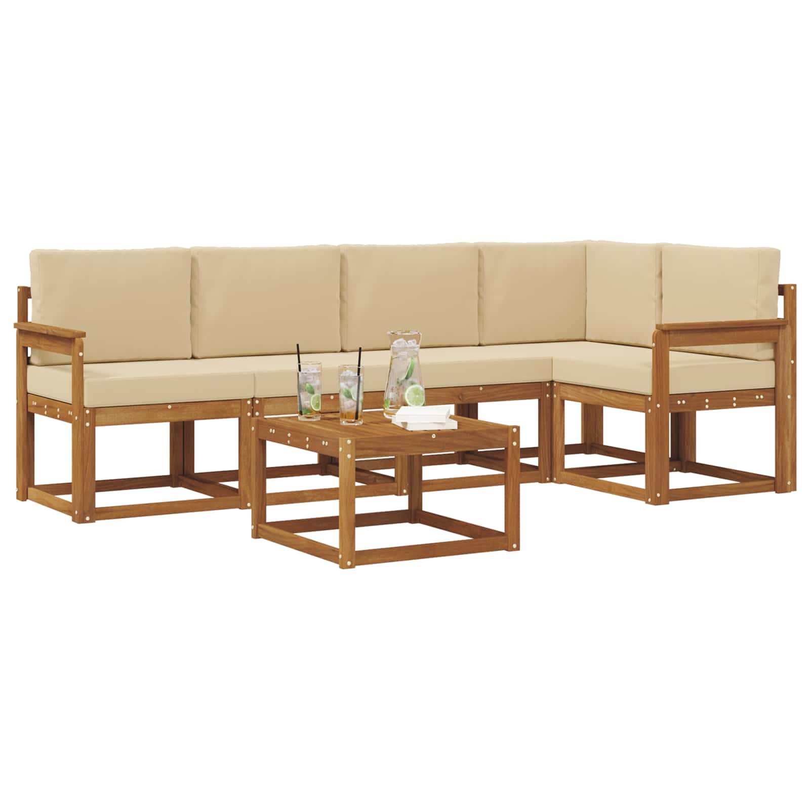 Set vanjskih sofa s jastukom 6 pcs Prirodna i bež