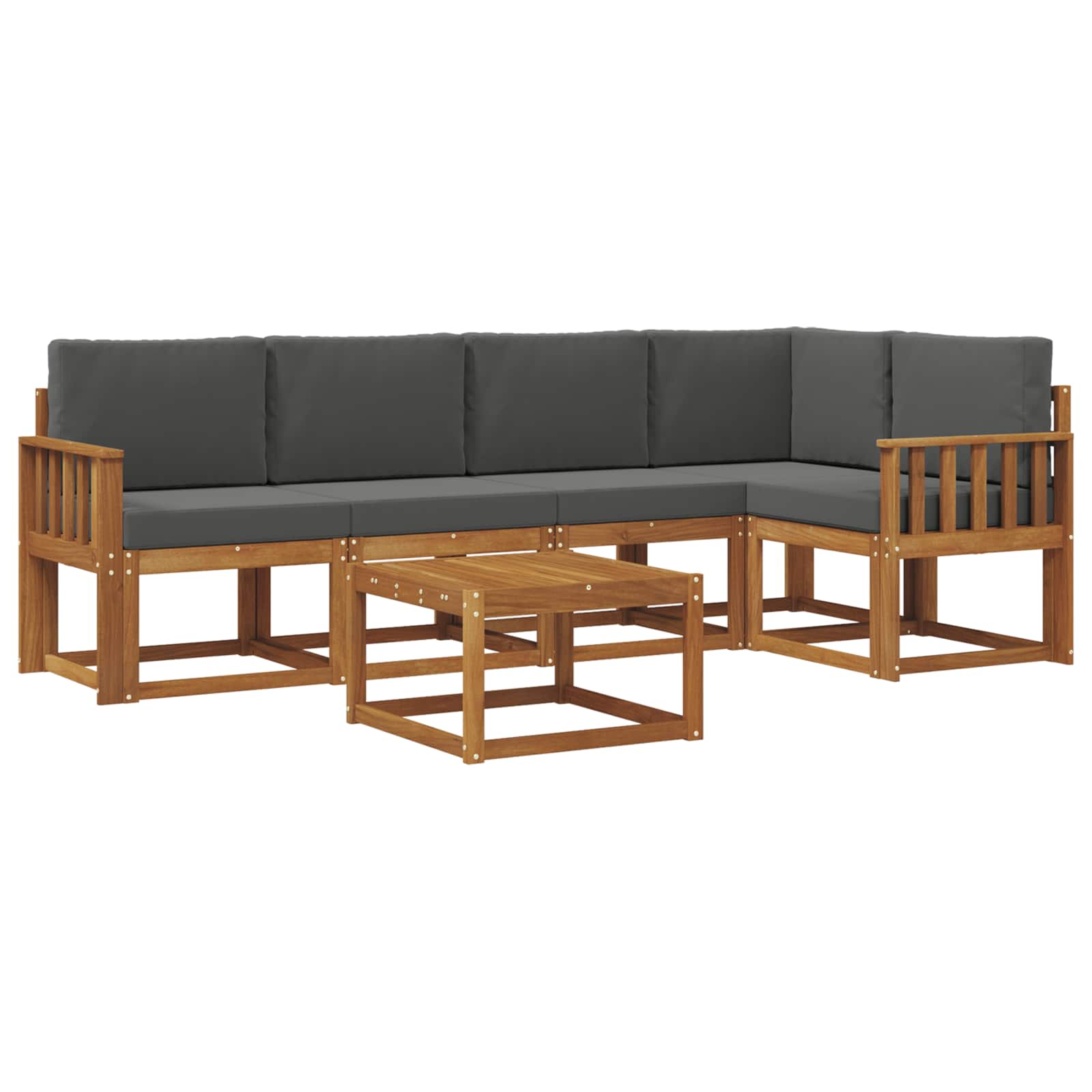 Set vanjskih sofa s jastukom 6 pcs Prirodna i antracit