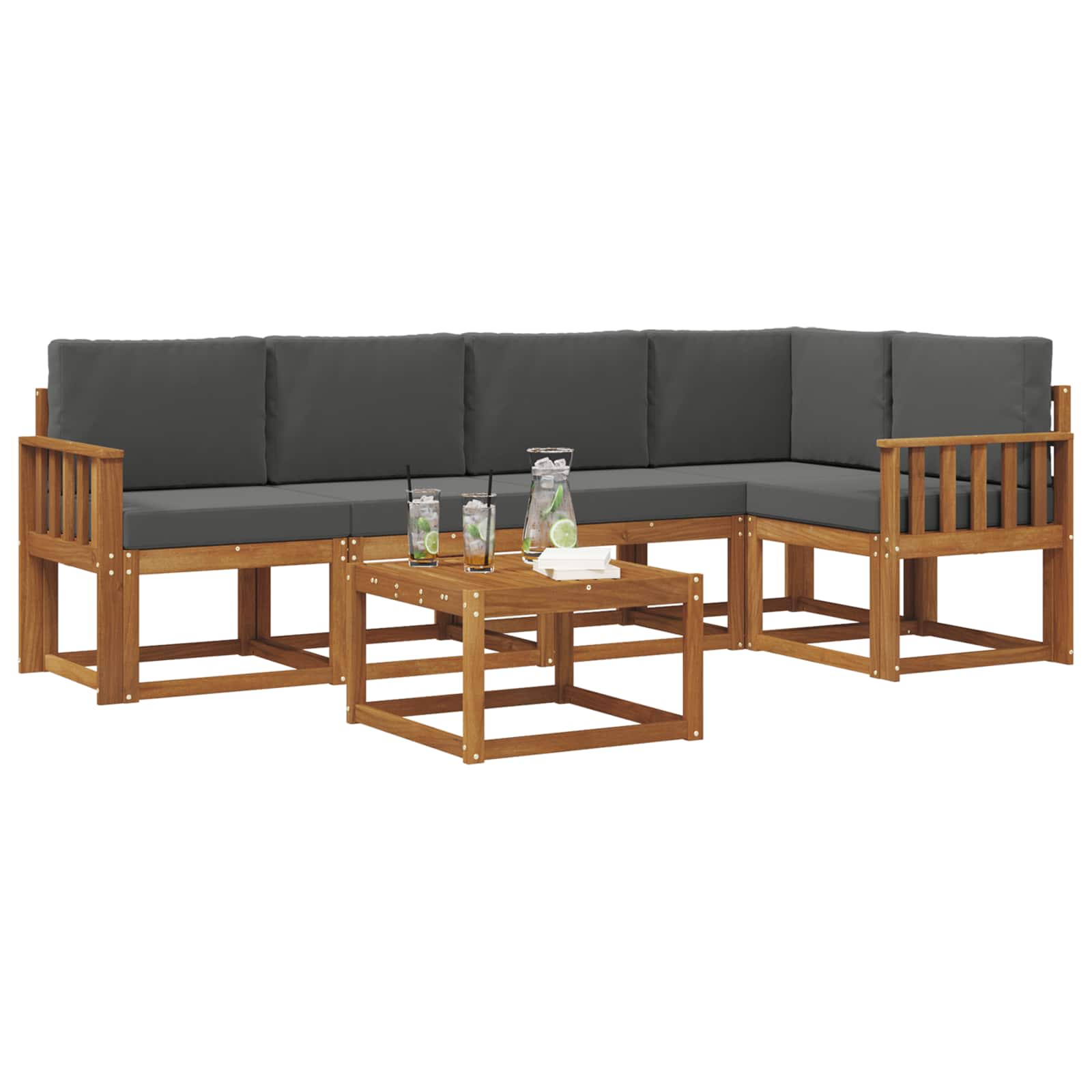 Set vanjskih sofa s jastukom 6 pcs Prirodna i antracit