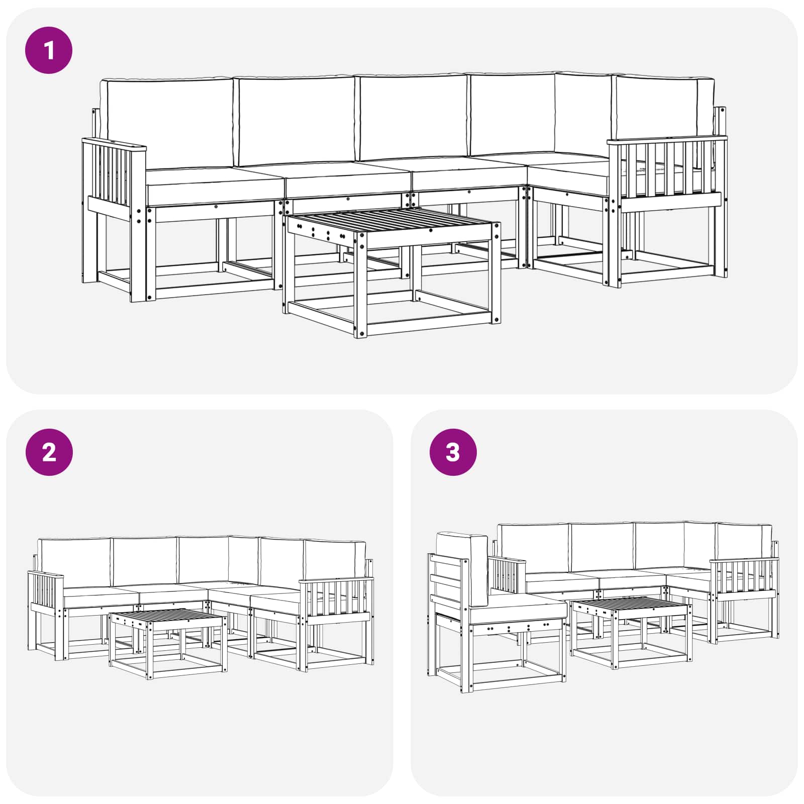 Set vanjskih sofa s jastukom 6 pcs Prirodna i antracit
