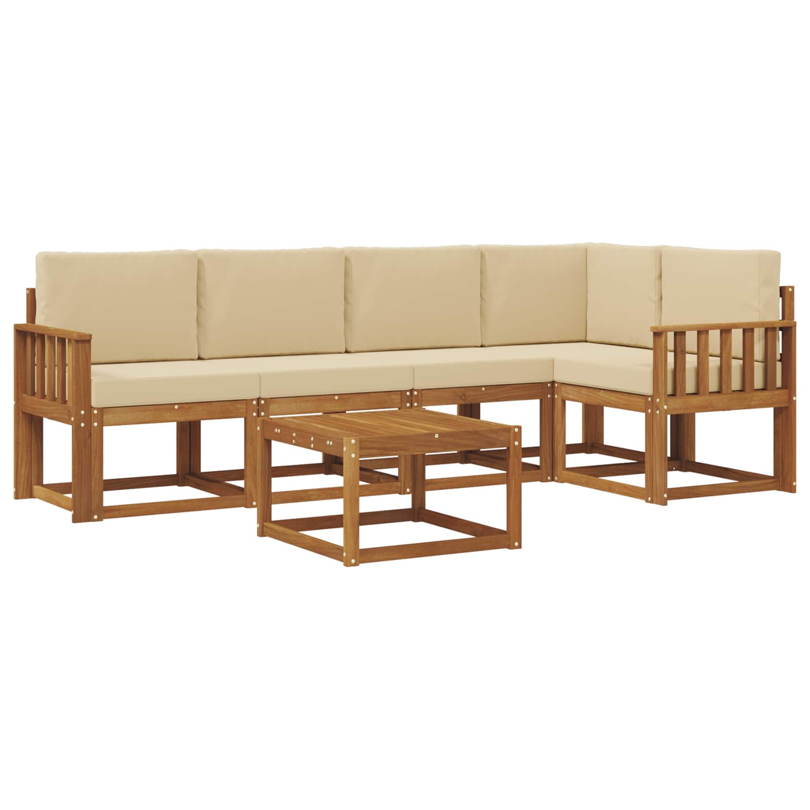 Set vanjskih sofa s jastukom 6 pcs Prirodna i bež