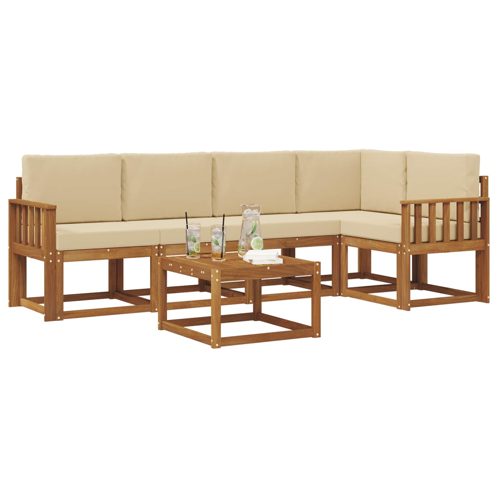 Set vanjskih sofa s jastukom 6 pcs Prirodna i bež