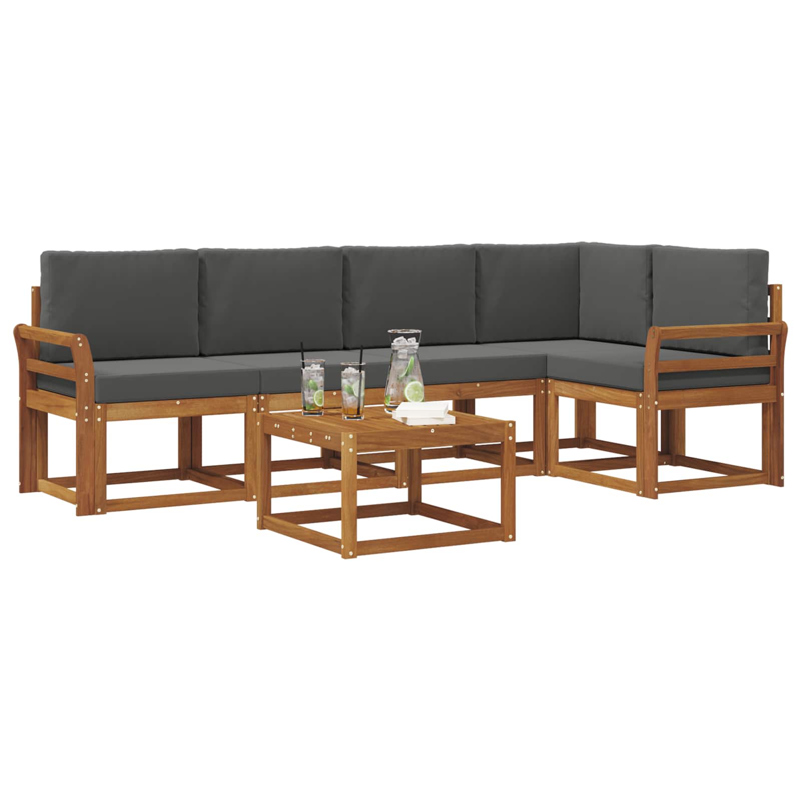 Set vanjskih sofa s jastukom 6 pcs Prirodna i antracit