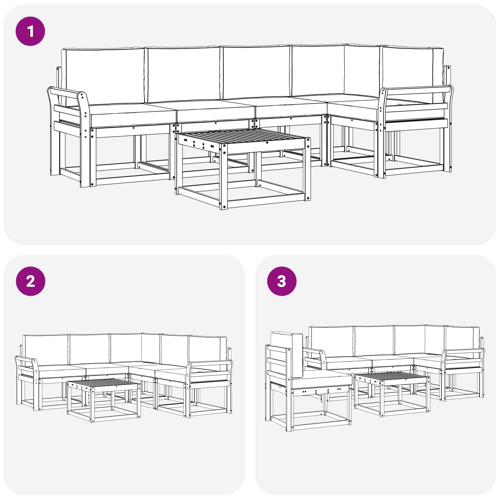 Set vanjskih sofa s jastukom 6 pcs Prirodna i antracit