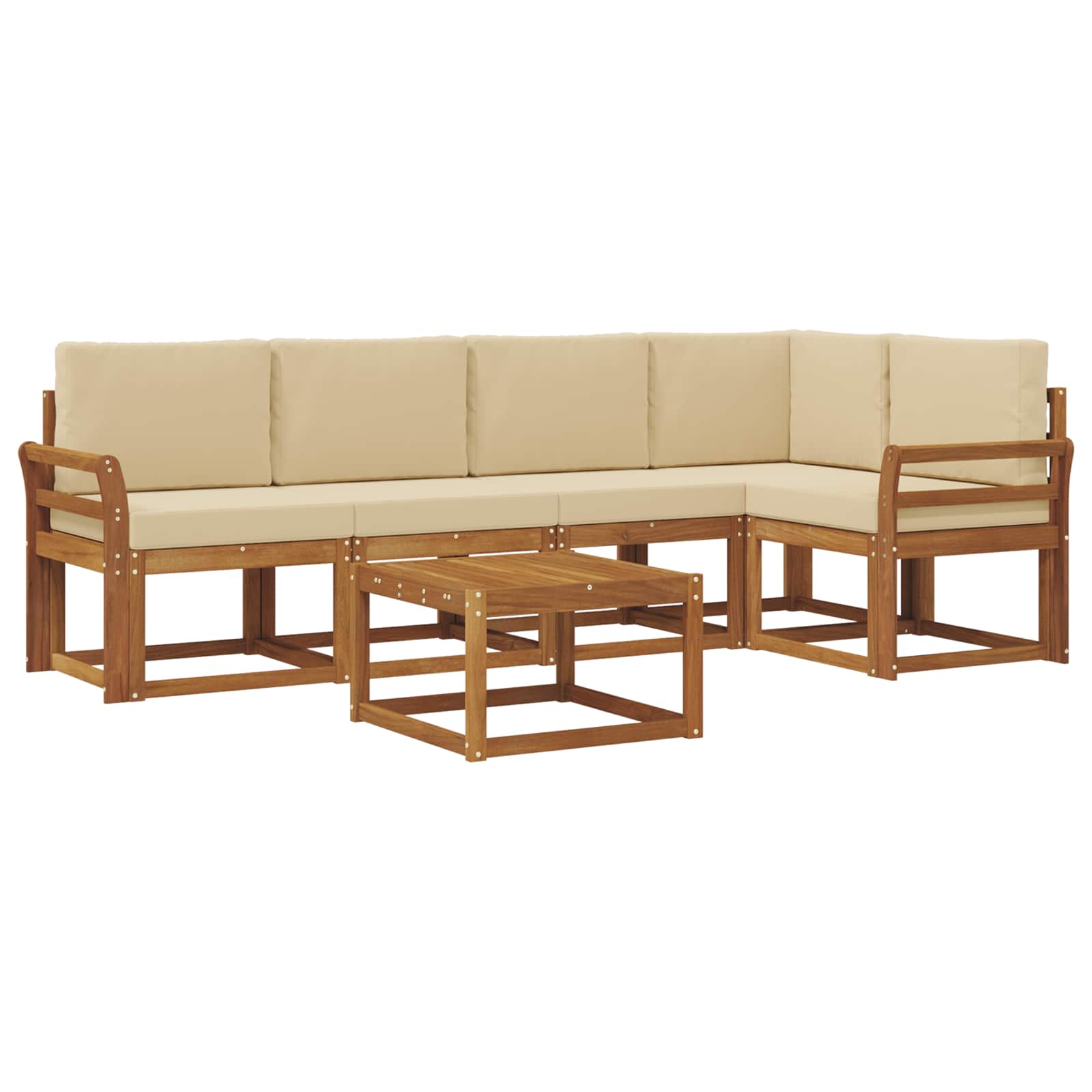 Set vanjskih sofa s jastukom 6 pcs Prirodna i bež