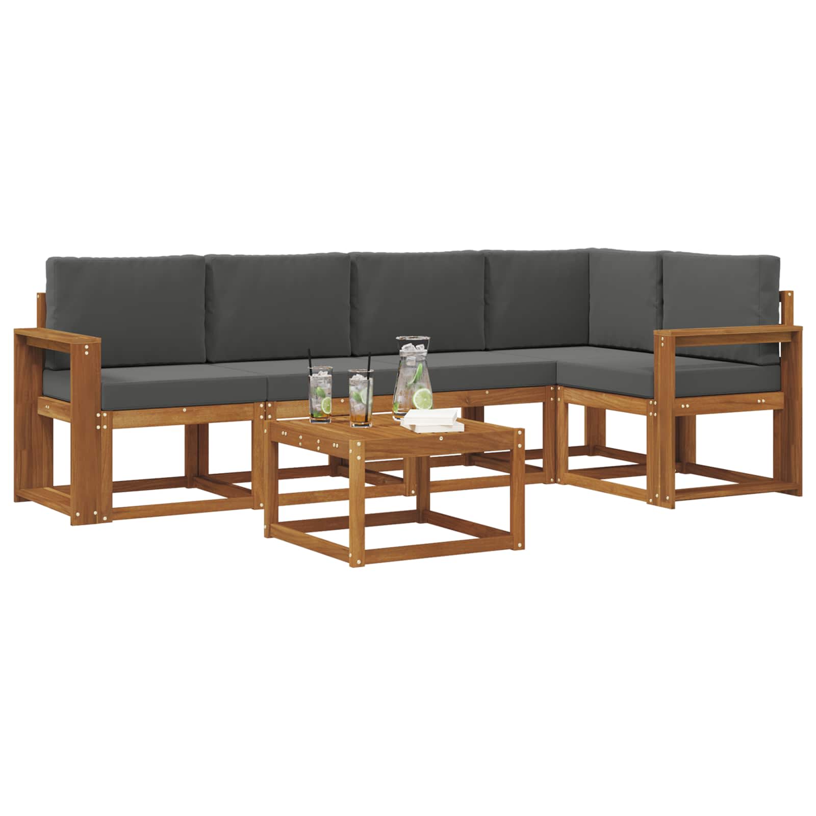 Set vanjskih sofa s jastukom 6 pcs Prirodna i antracit