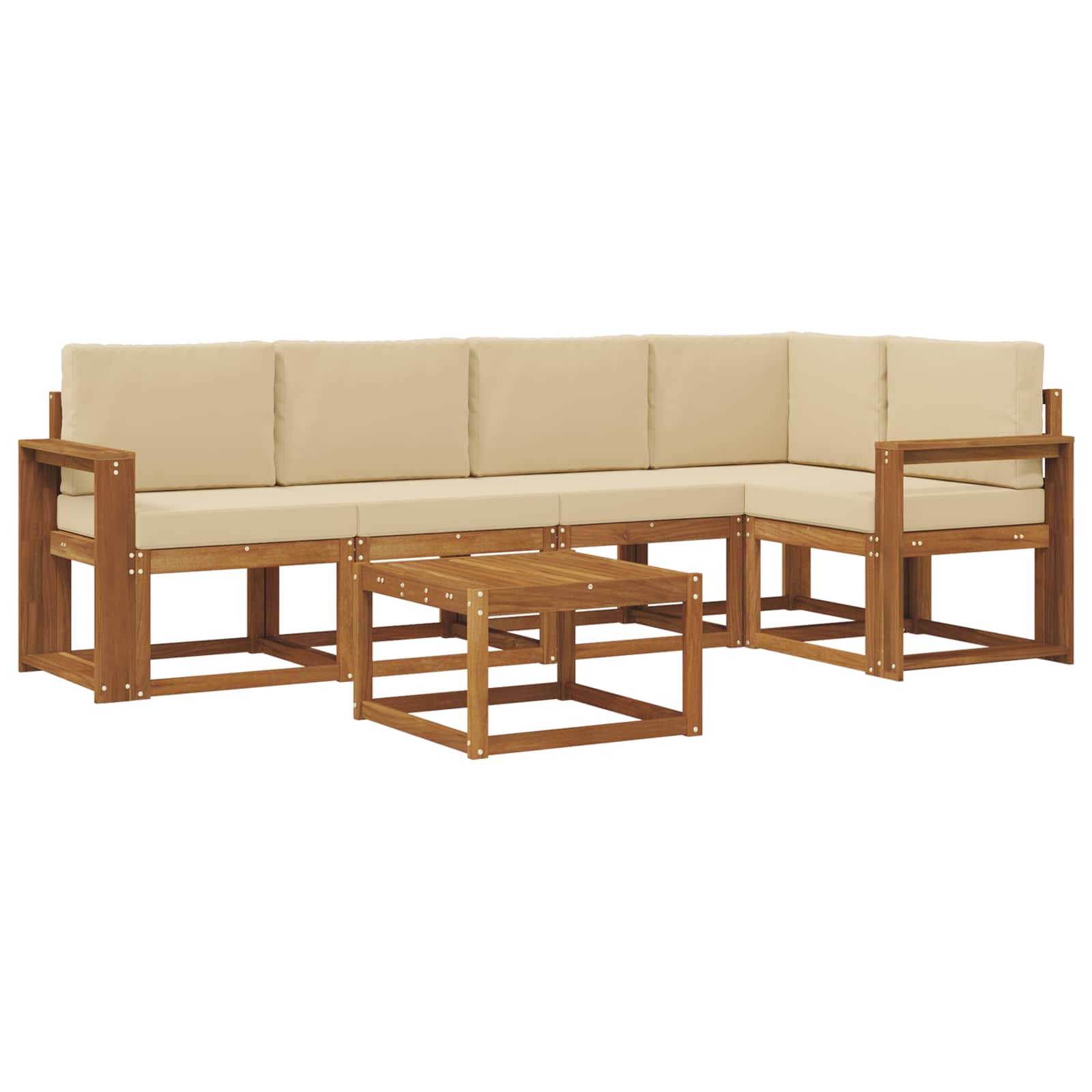Set vanjskih sofa s jastukom 6 pcs Prirodna i bež
