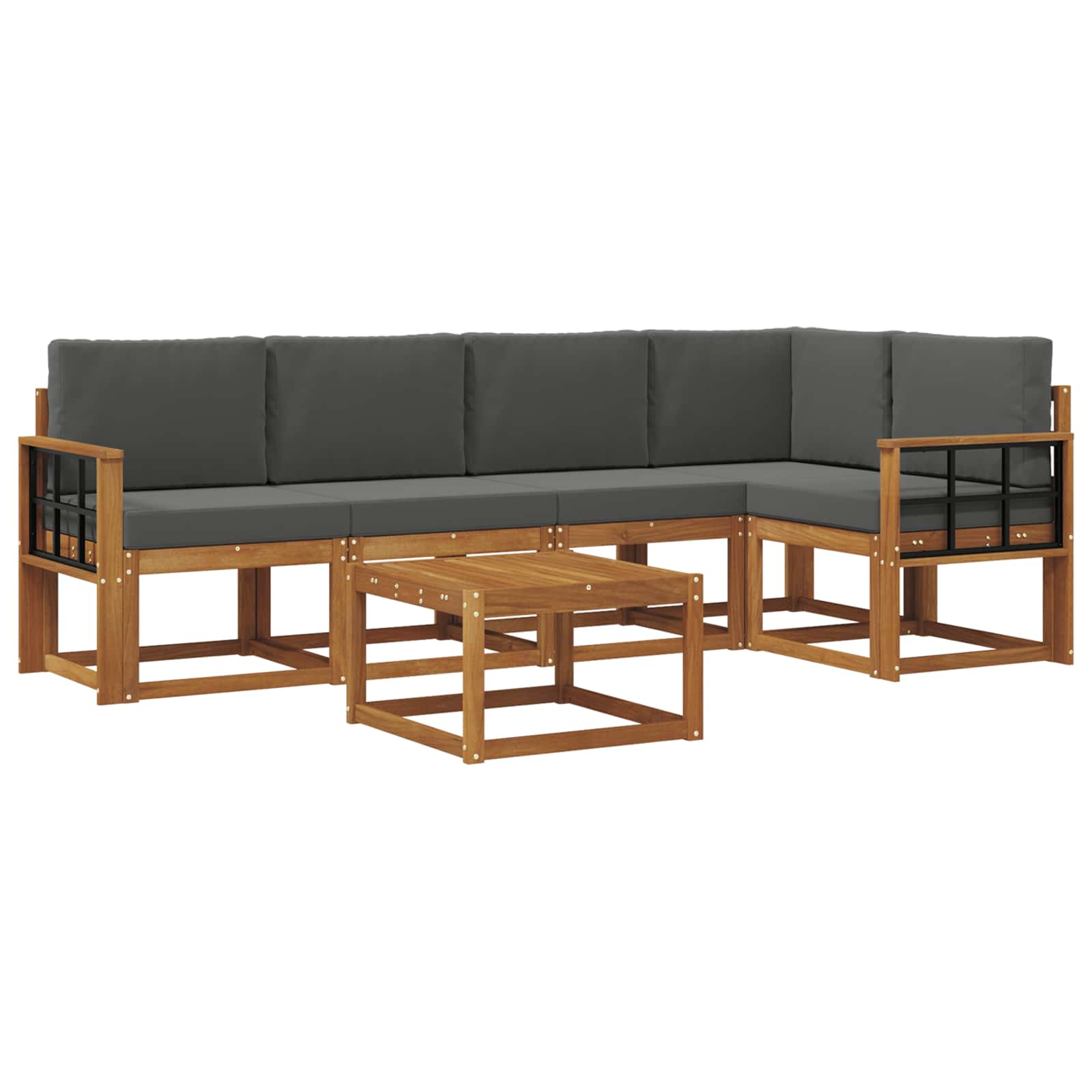 Set vanjskih sofa s jastukom 6 pcs Prirodna i antracit