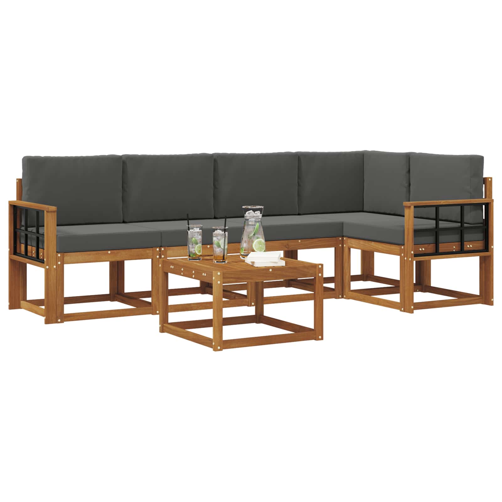 Set vanjskih sofa s jastukom 6 pcs Prirodna i antracit
