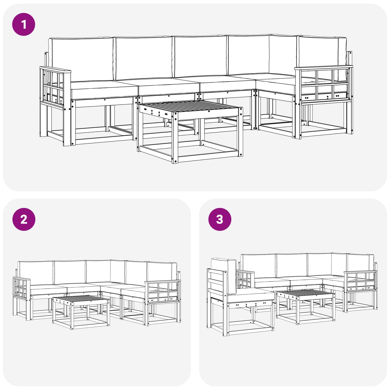 Set vanjskih sofa s jastukom 6 pcs Prirodna i antracit