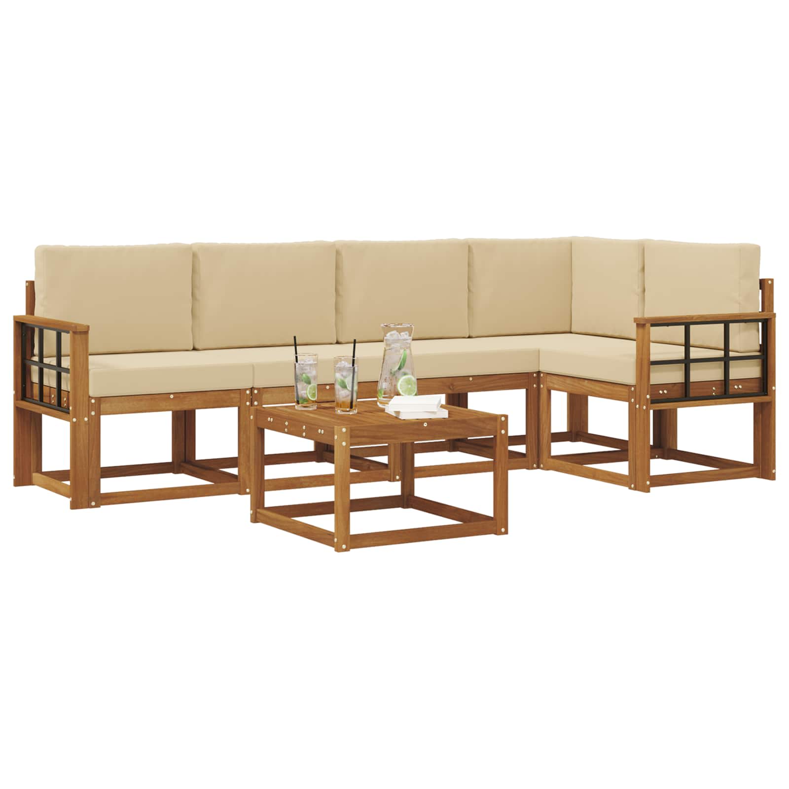 Set vanjskih sofa s jastukom 6 pcs Prirodna i bež