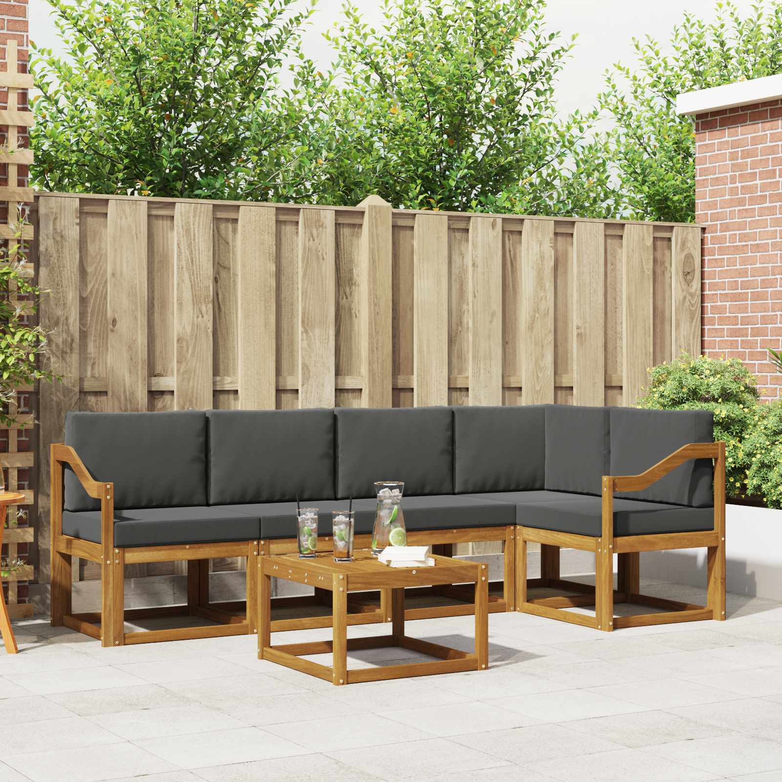 Set vanjskih sofa s jastukom 6 pcs Prirodna i antracit
