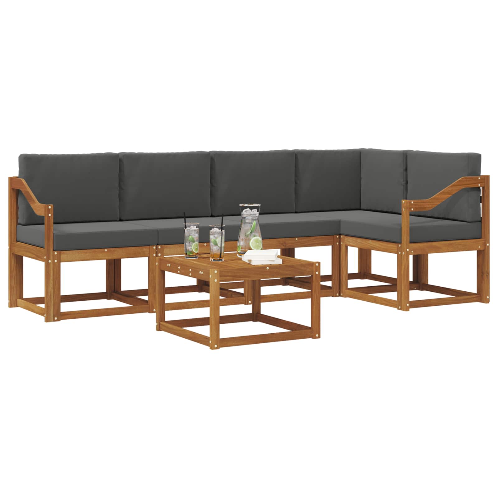 Set vanjskih sofa s jastukom 6 pcs Prirodna i antracit