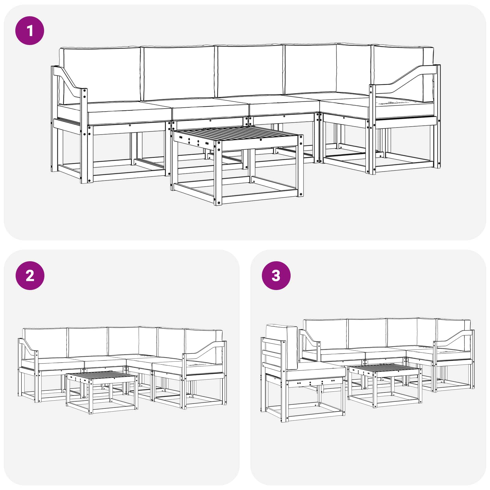 Set vanjskih sofa s jastukom 6 pcs Prirodna i antracit