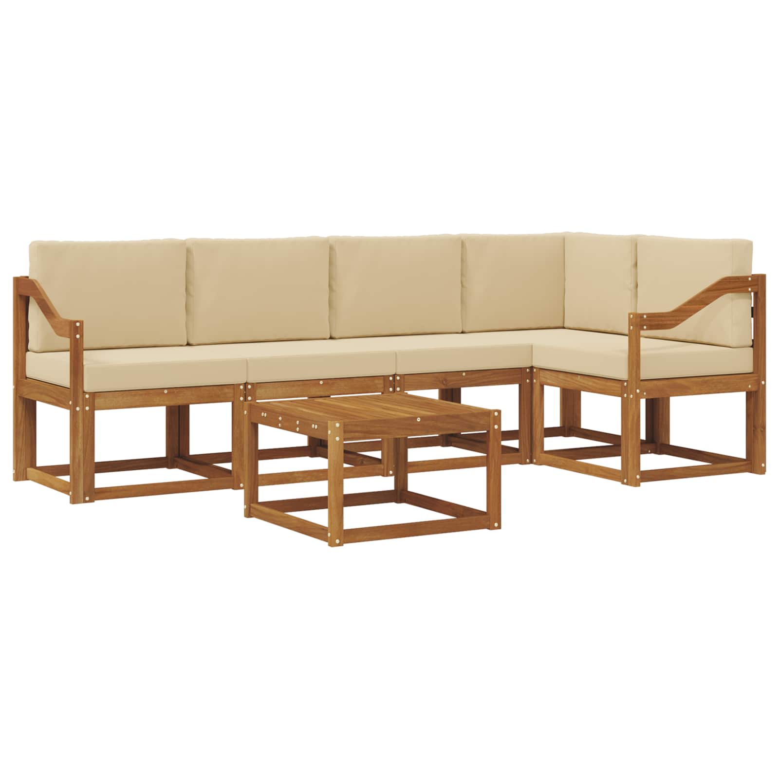 Set vanjskih sofa s jastukom 6 pcs Prirodna i bež
