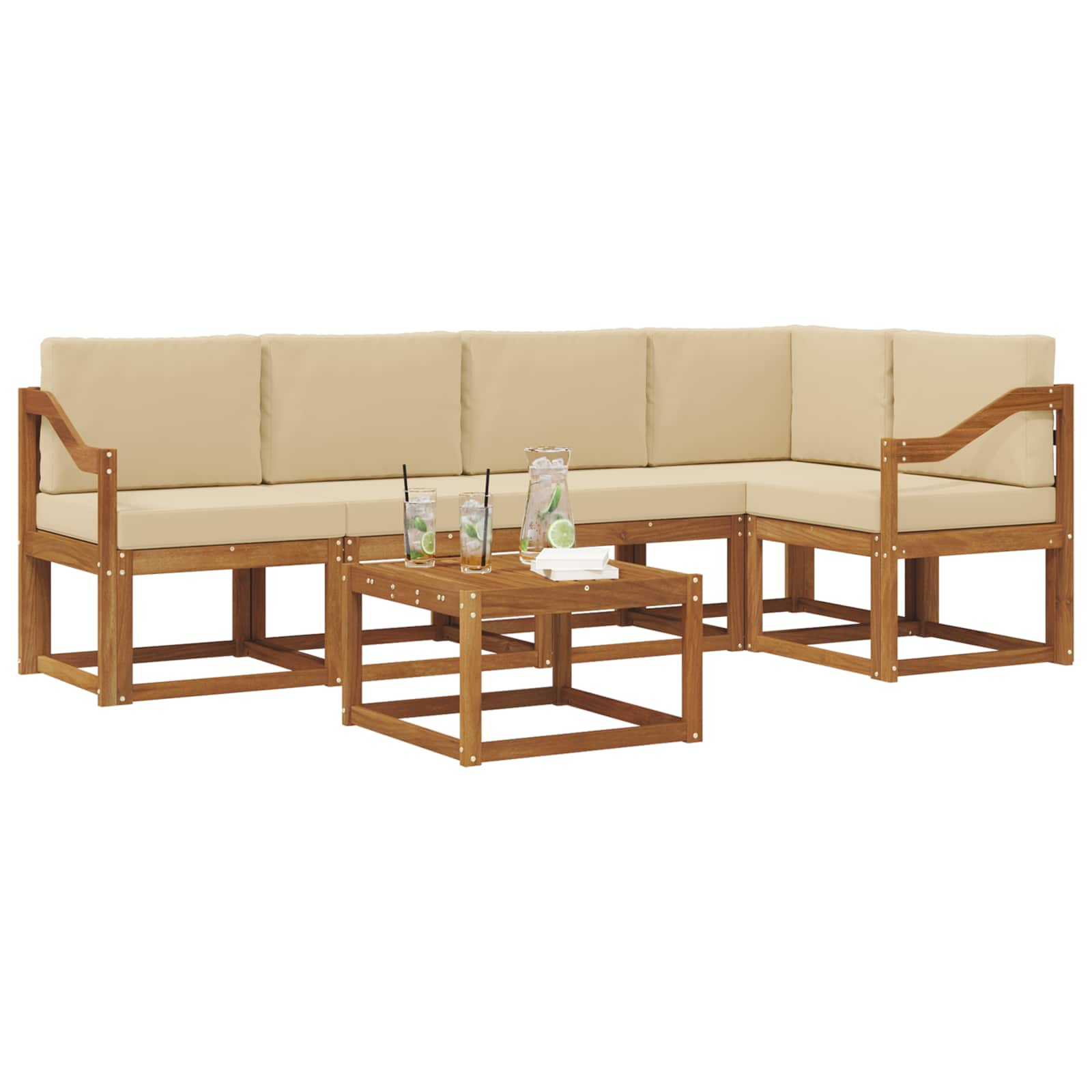 Set vanjskih sofa s jastukom 6 pcs Prirodna i bež