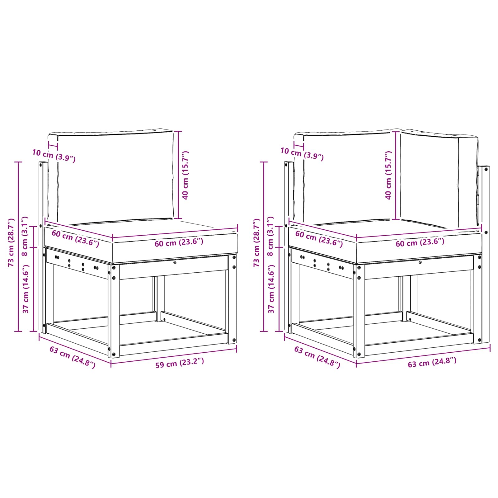 Set vanjskih sofa s jastukom 6 pcs Prirodna i antracit