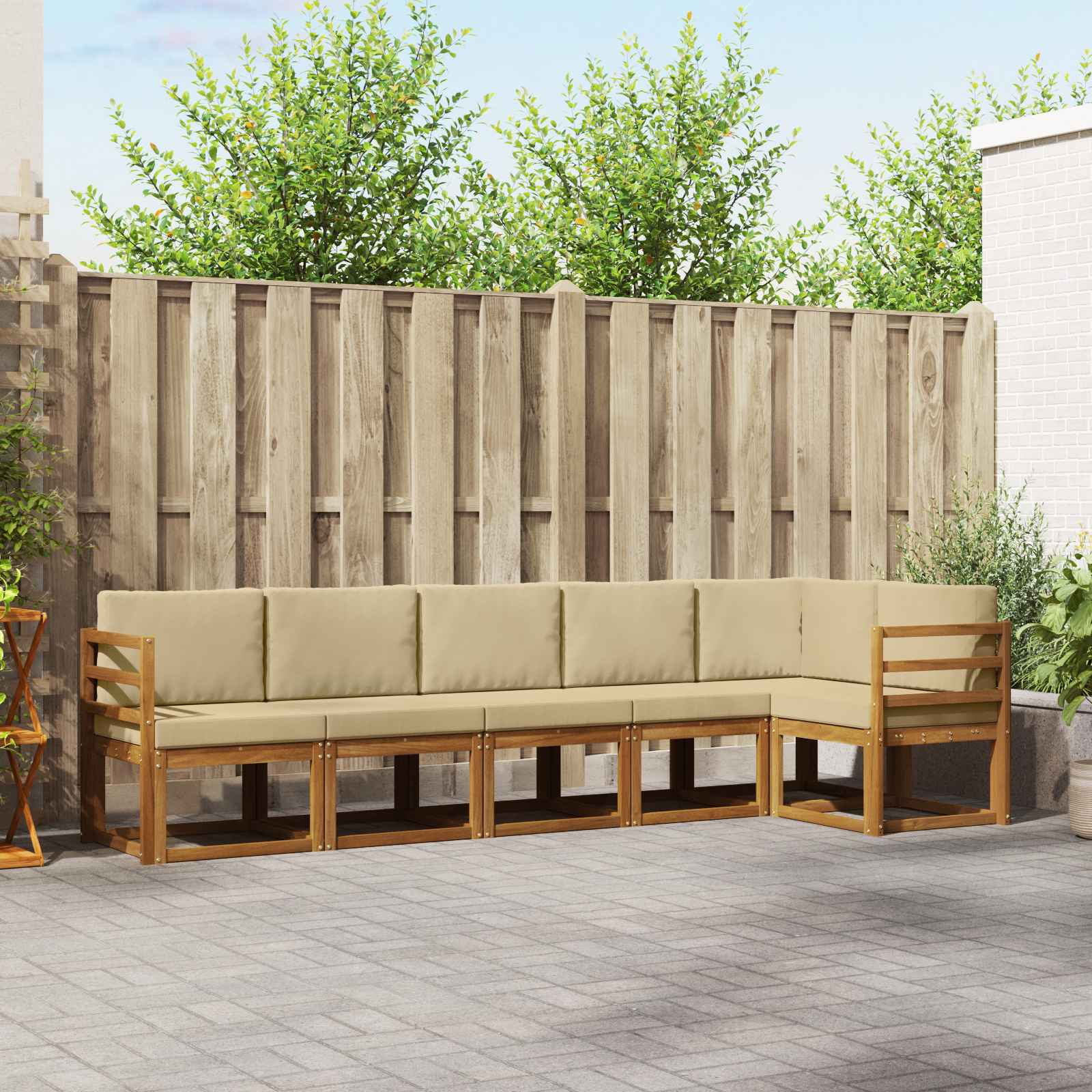 Set vanjskih sofa s jastukom 6 pcs Prirodna i bež