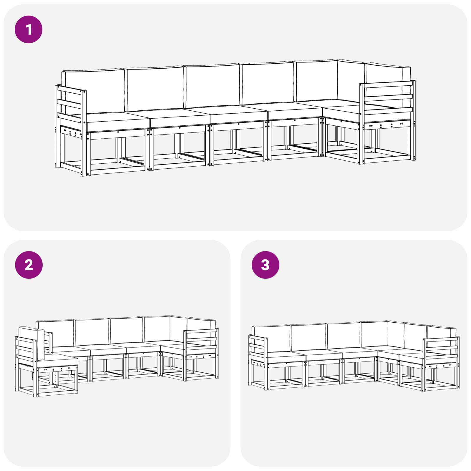 Set vanjskih sofa s jastukom 6 pcs Prirodna i bež