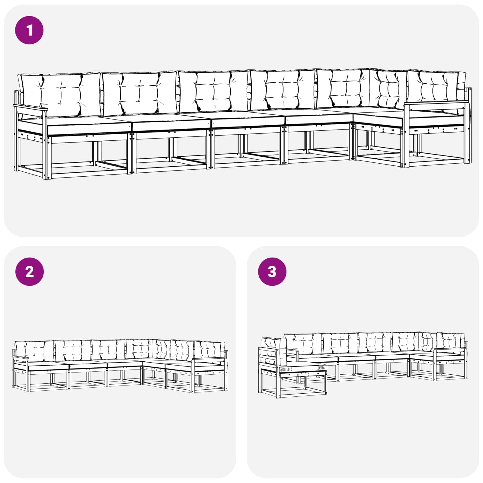 Set vanjskih sofa s jastukom 6 pcs Prirodna i bež