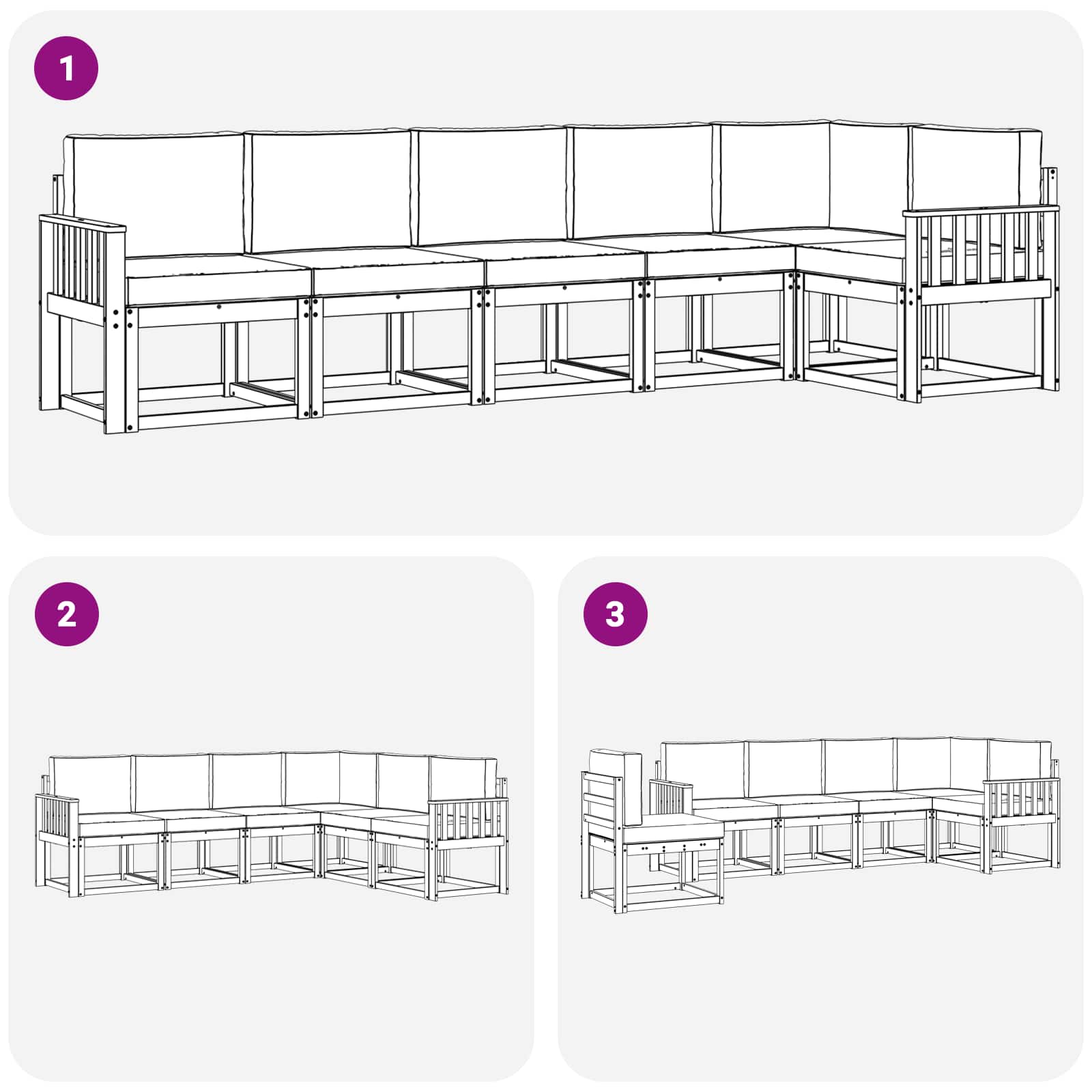 Set vanjskih sofa s jastukom 6 pcs Prirodna i antracit