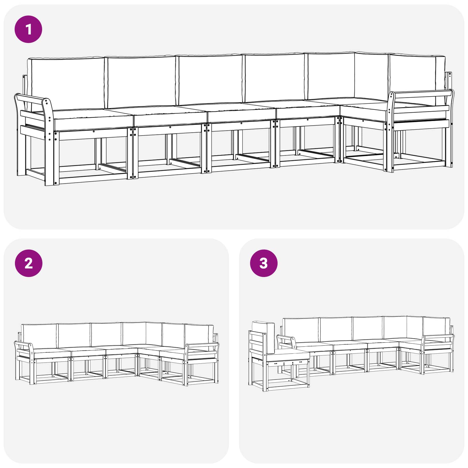 Set vanjskih sofa s jastukom 6 pcs Prirodna i bež