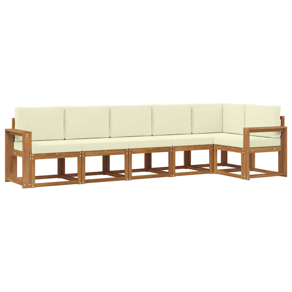 Set vanjskih sofa 6 kom. Prirodna i krem Smeđa 310 x 132,5 x 73 cm