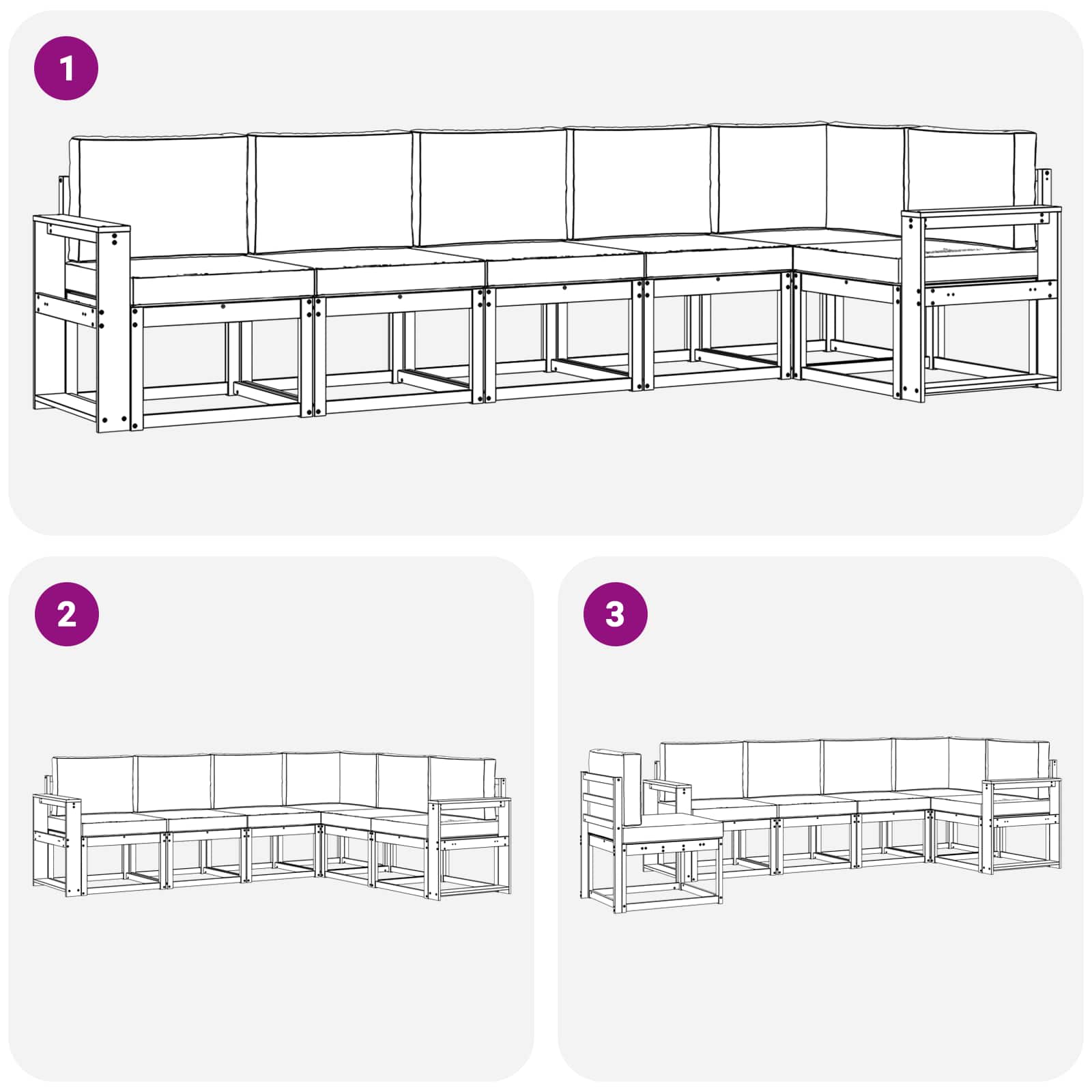 Set vanjskih sofa s jastukom 6 pcs Prirodna i antracit