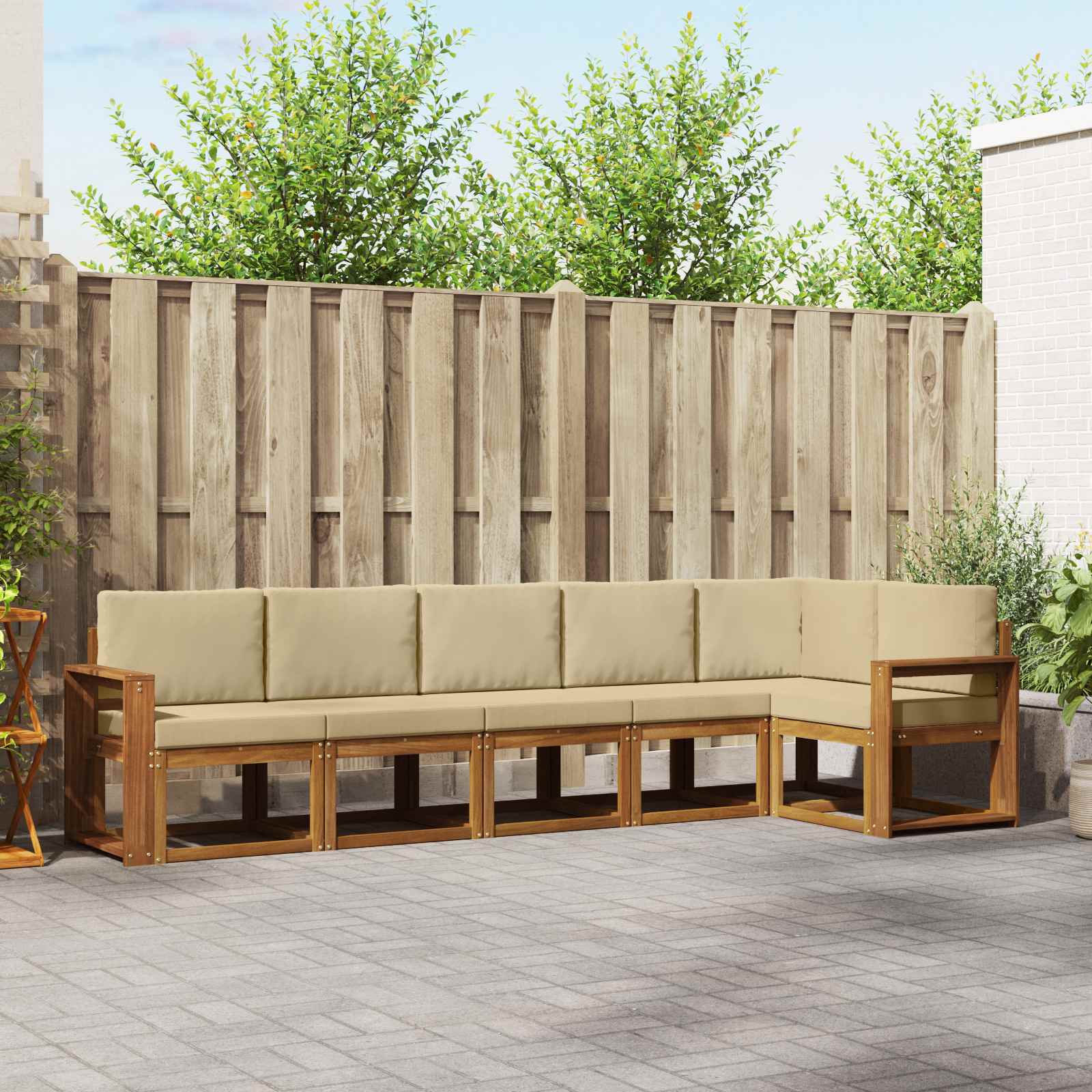 Set vanjskih sofa s jastukom 6 pcs Prirodna i bež