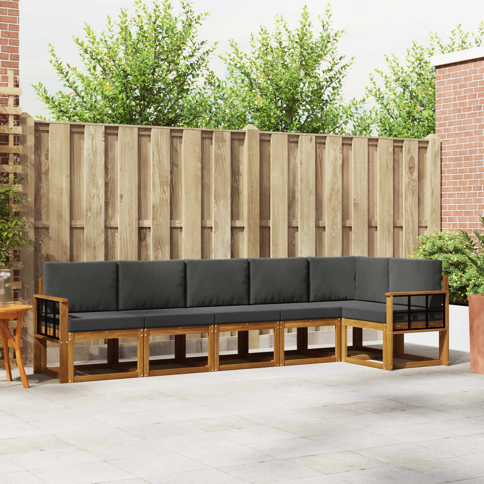 Set vanjskih sofa s jastukom 6 pcs Prirodna i antracit