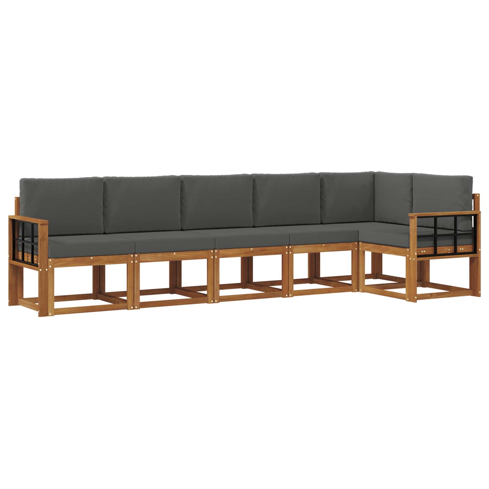 Set vanjskih sofa s jastukom 6 pcs Prirodna i antracit