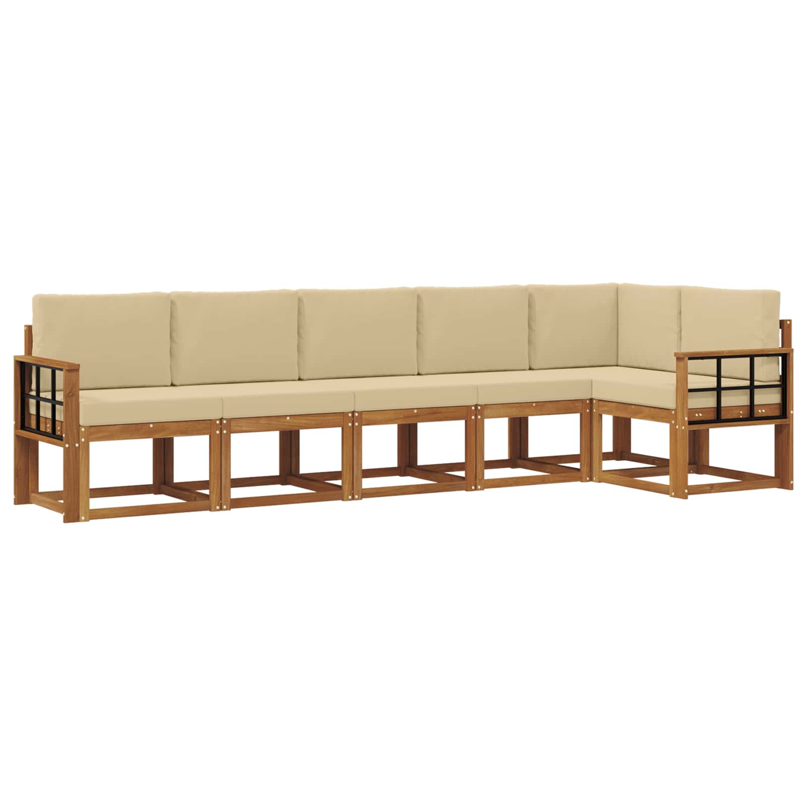 Set vanjskih sofa s jastukom 6 pcs Prirodna i bež
