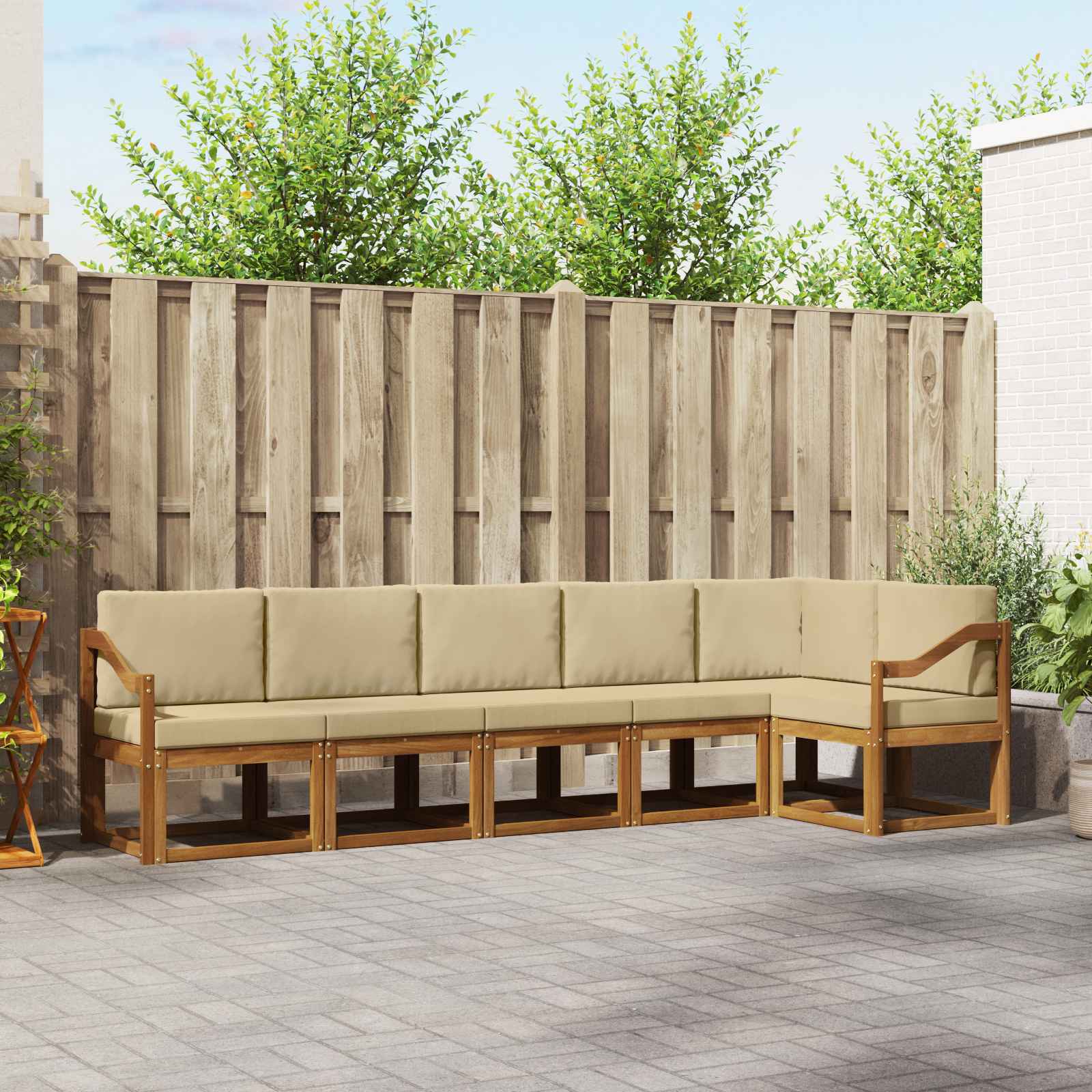 Set vanjskih sofa s jastukom 6 pcs Prirodna i bež