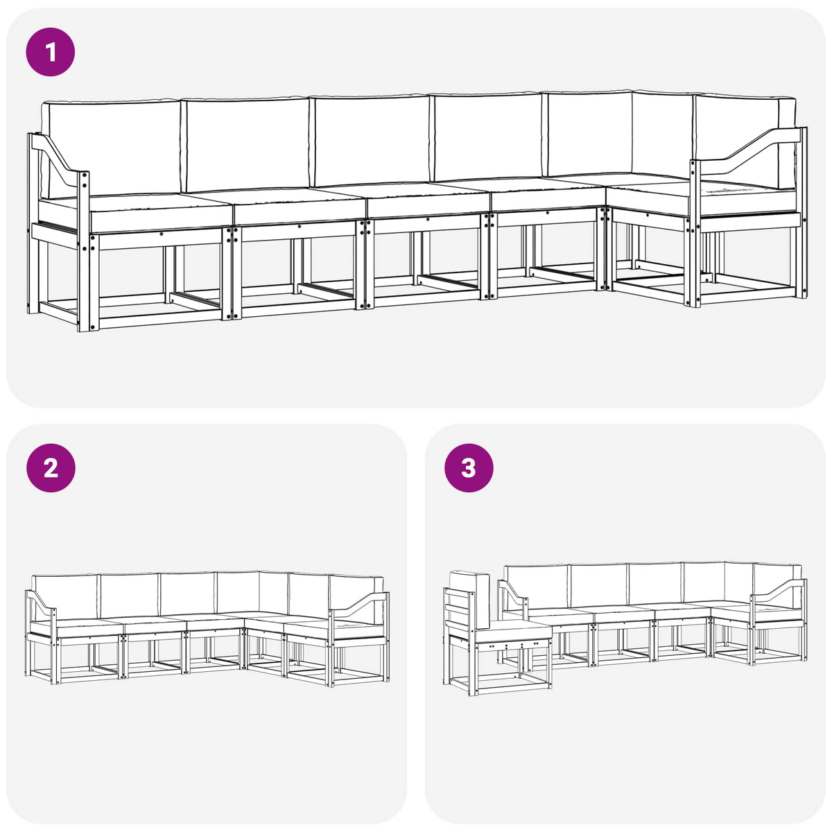 Set vanjskih sofa 6 kom. Prirodna i bež Smeđa 304 x 126,5 x 73 cm