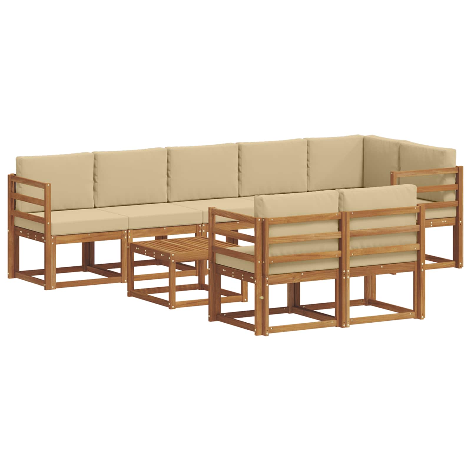Set vanjskih sofa s jastukom 9 pcs Prirodna i bež