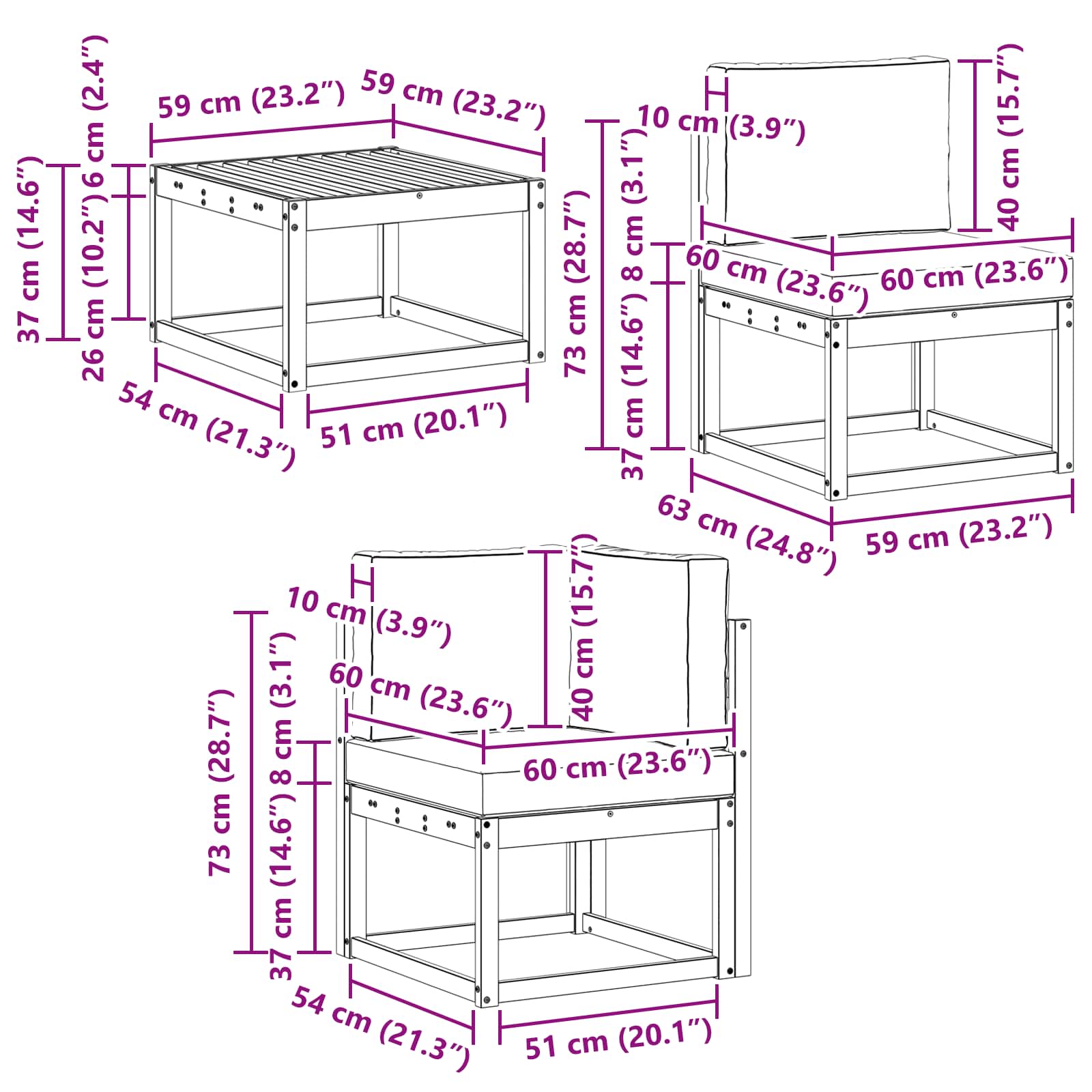 Set vanjskih sofa s jastukom 9 pcs Prirodna i bež