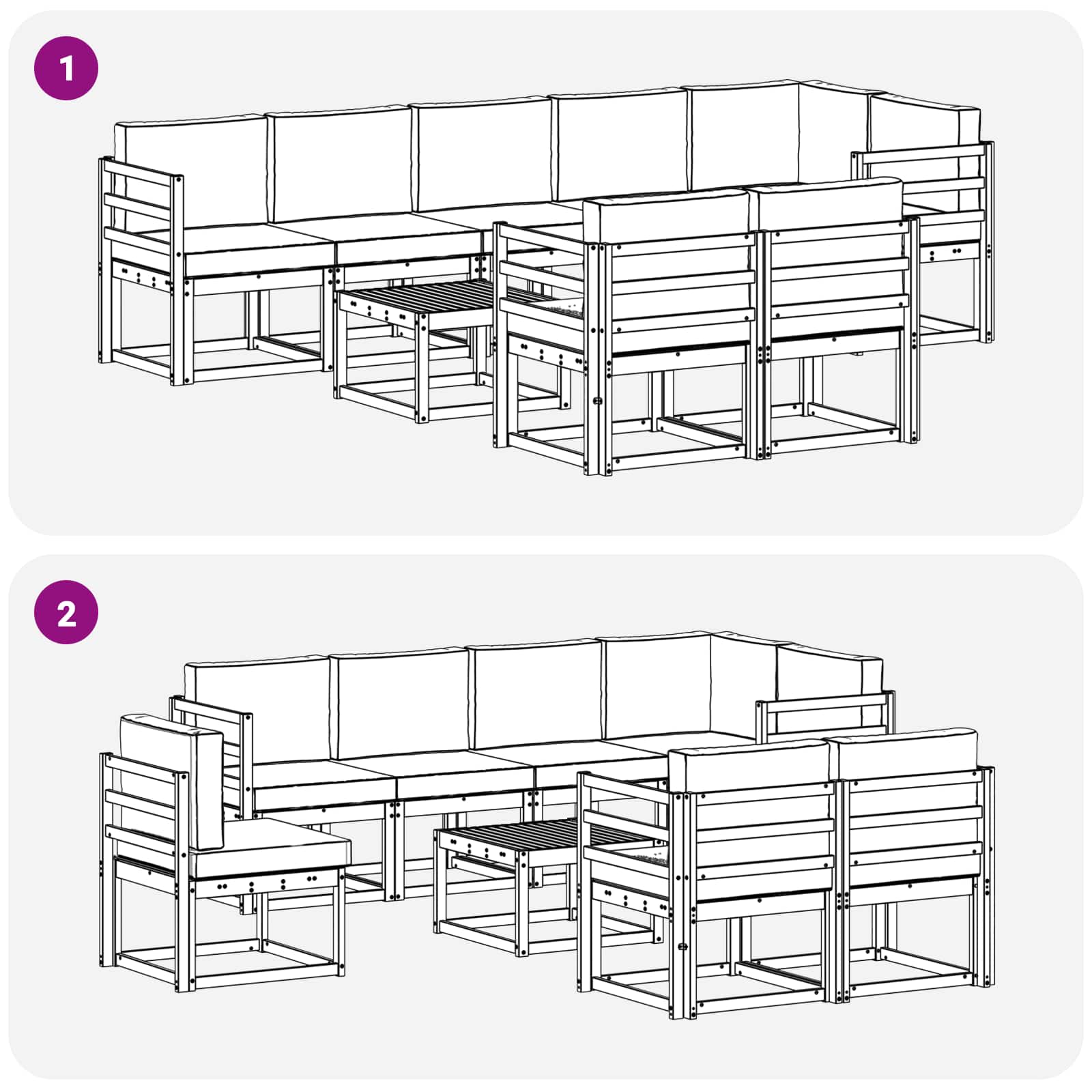 Set vanjskih sofa s jastukom 9 pcs Prirodna i bež