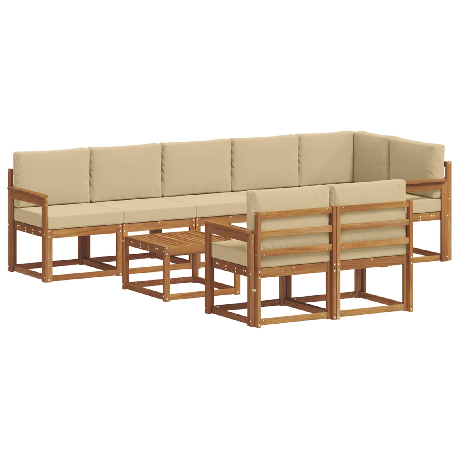 Set vanjskih sofa s jastukom 9 pcs Prirodna i bež