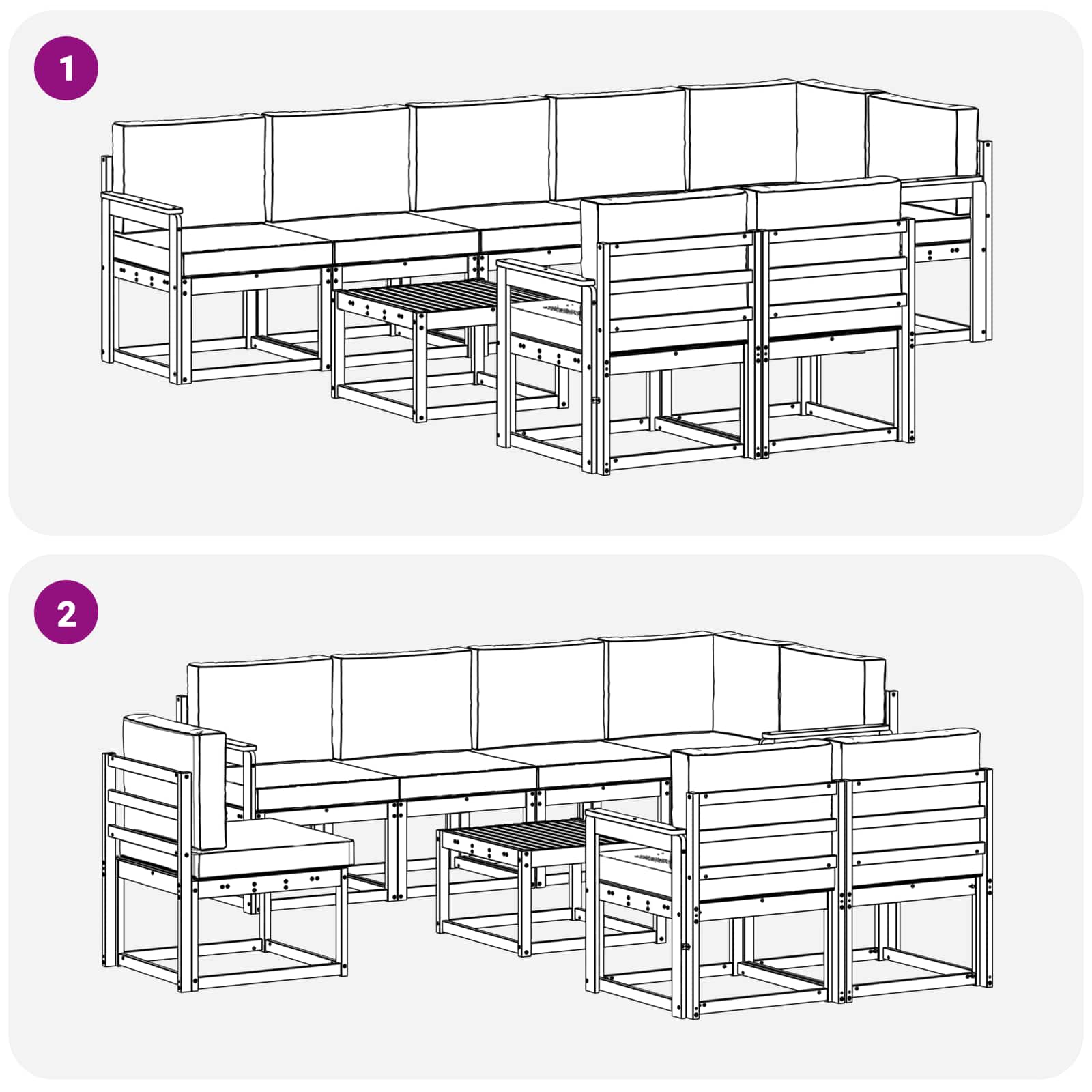 Set vanjskih sofa s jastukom 9 pcs Prirodna i bež