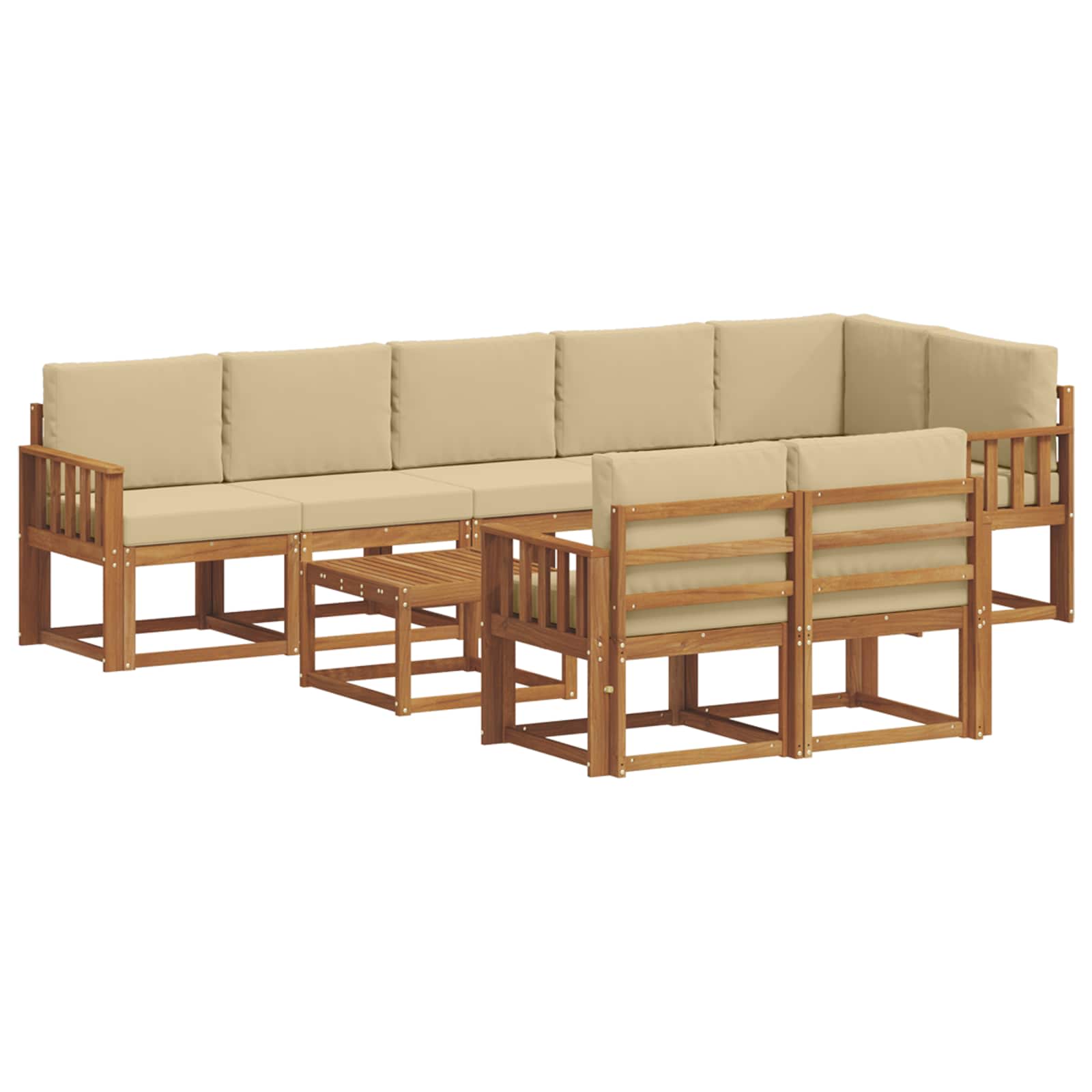 Set vanjskih sofa s jastukom 9 pcs Prirodna i bež