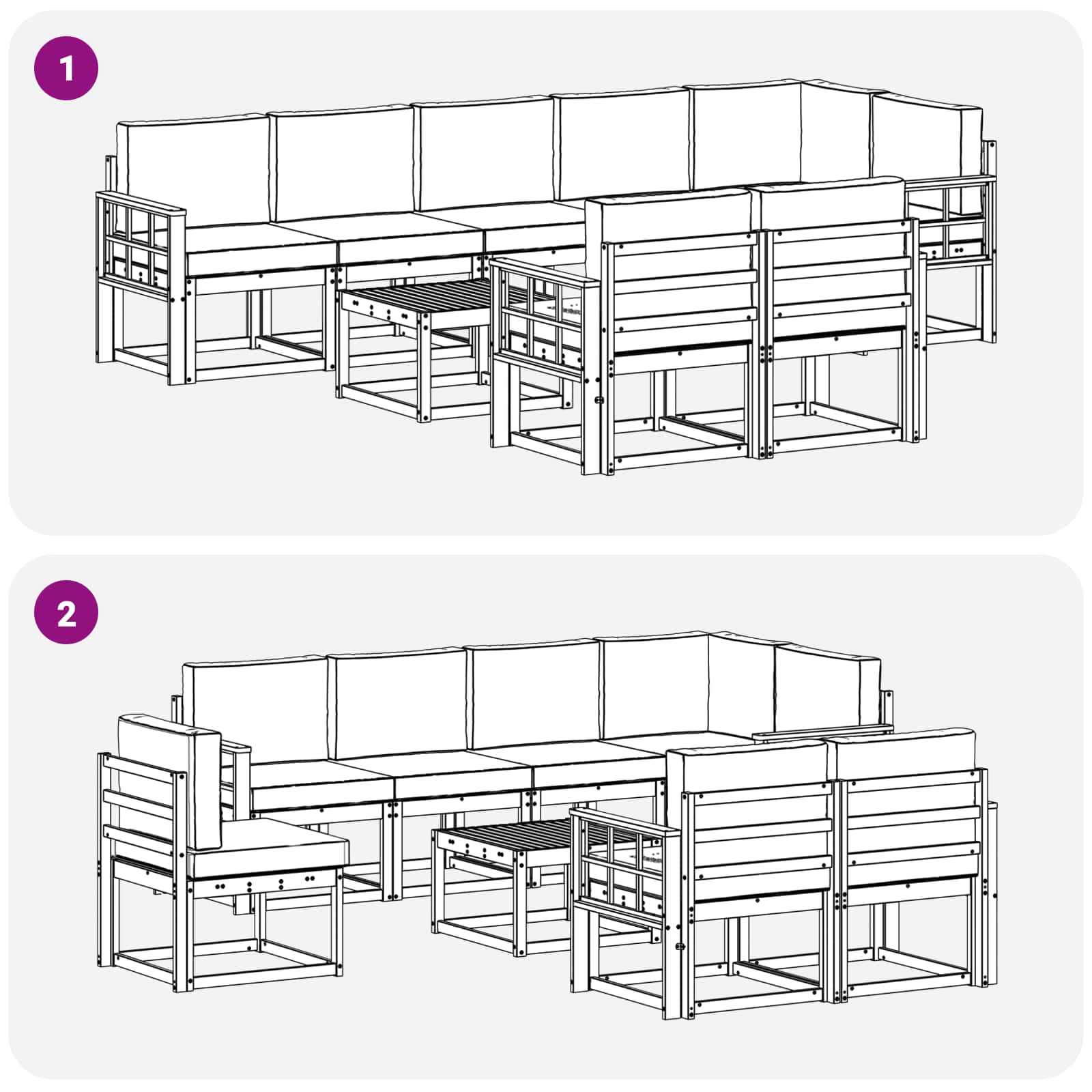 Set vanjskih sofa s jastukom 9 pcs Prirodna i bež