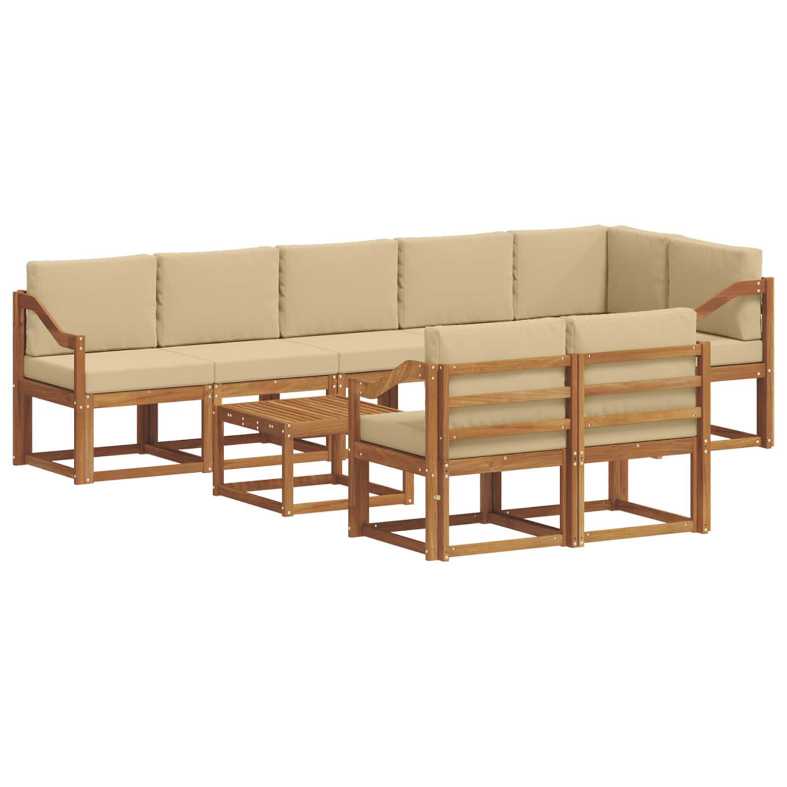 Set vanjskih sofa s jastukom 9 pcs Prirodna i bež