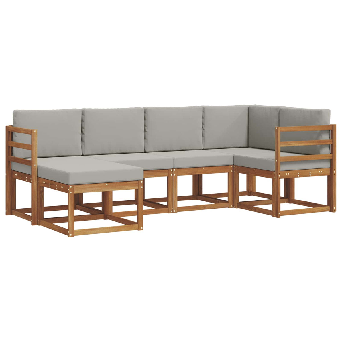Set vanjskih sofa 6 kom. Prirodna i svijetlo siva Smeđa 245 x 126,5 x 73 cm