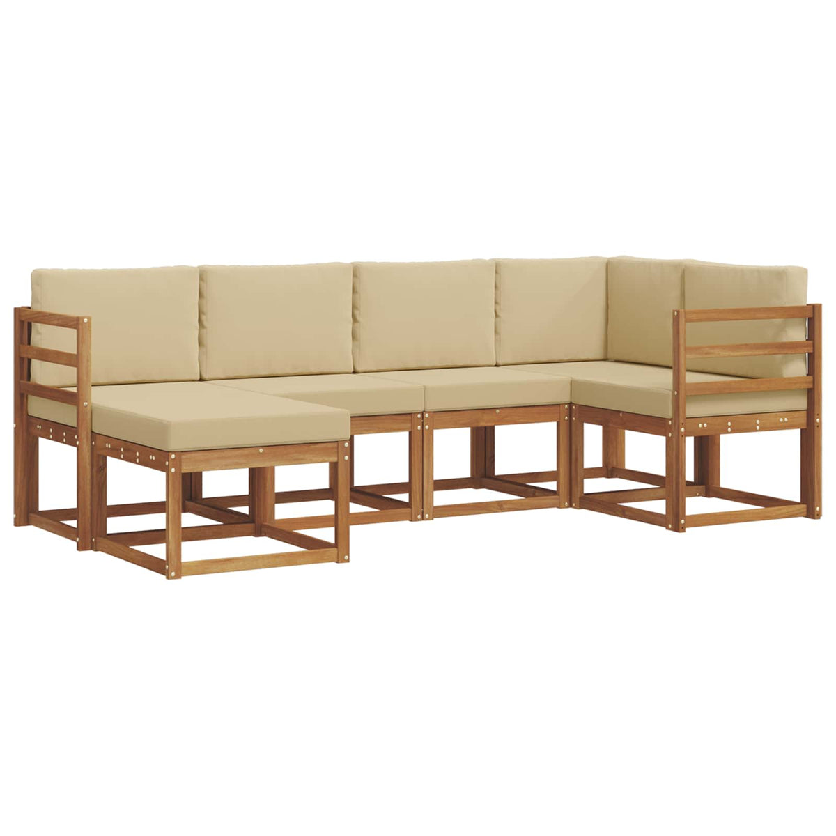Set vanjskih sofa 6 kom. Prirodna i bež Smeđa 245 x 126,5 x 73 cm