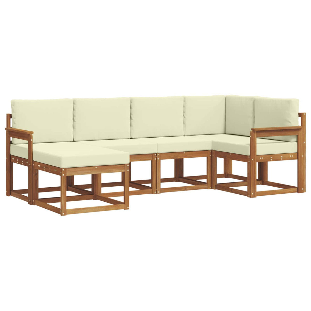 Set vanjskih sofa 6 kom. Prirodna i krem Smeđa 251 x 128,5 x 73 cm