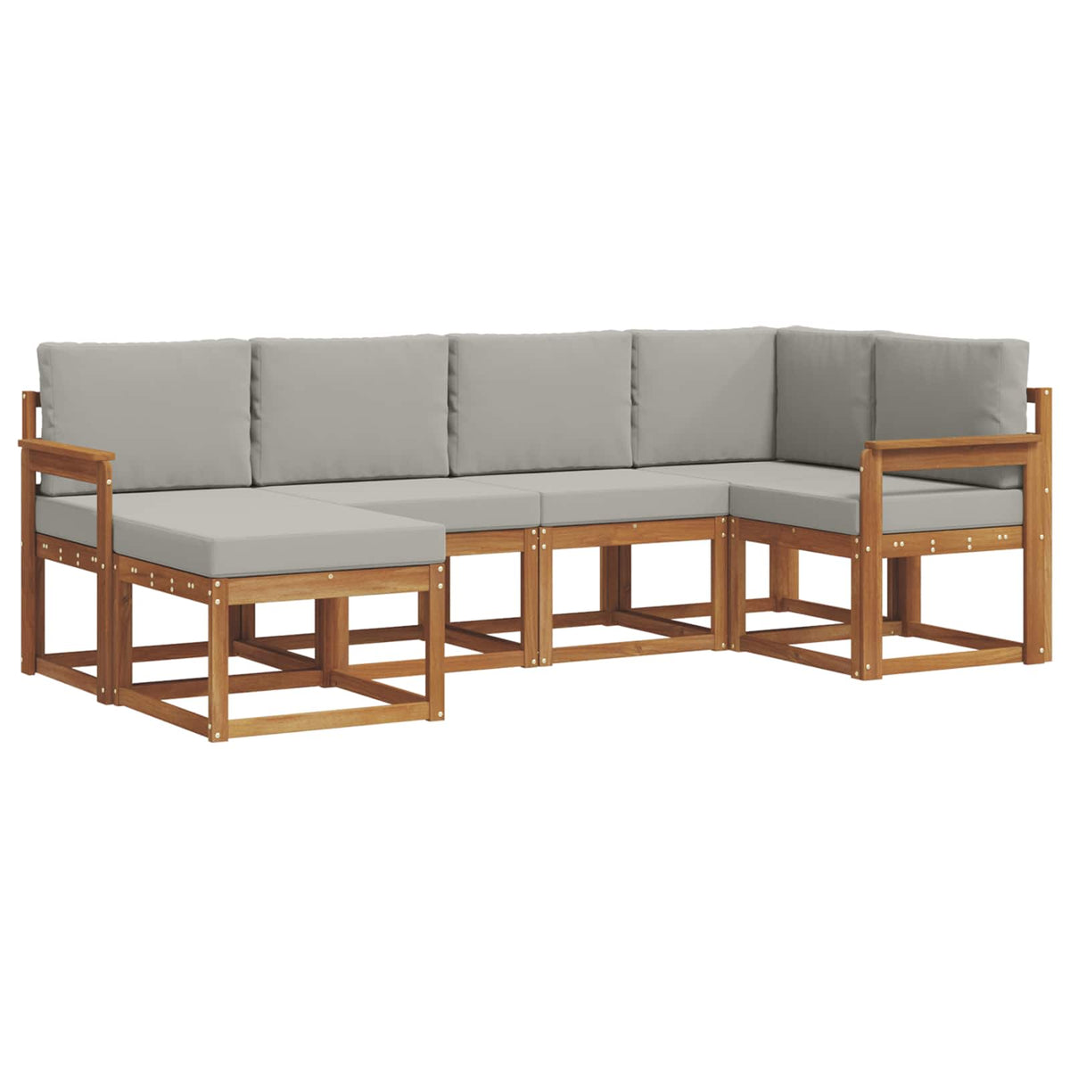 Set vanjskih sofa 6 kom. Prirodna i svijetlo siva Smeđa 251 x 128,5 x 73 cm