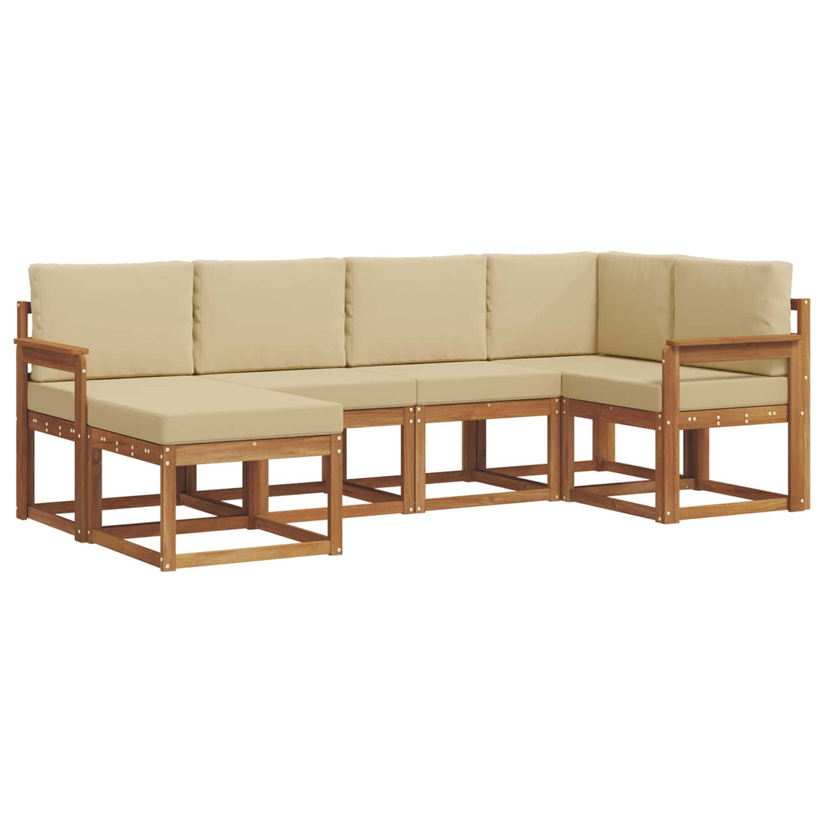 Set vanjskih sofa 6 kom. Prirodna i bež Smeđa 251 x 128,5 x 73 cm