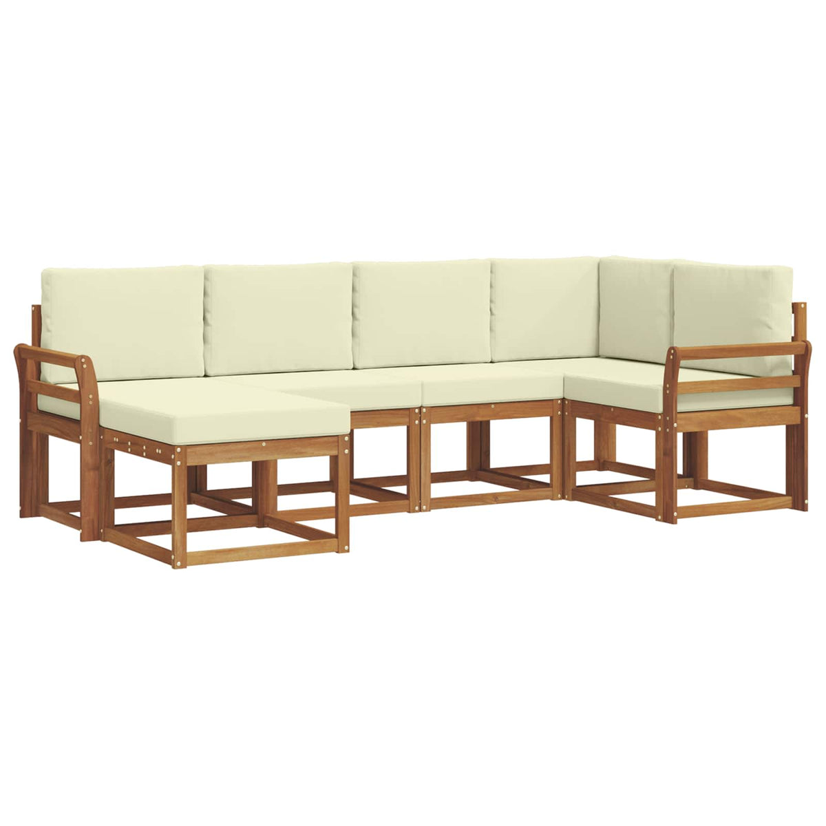 Set vanjskih sofa 6 kom. Prirodna i krem Smeđa 253 x 130,5 x 73 cm